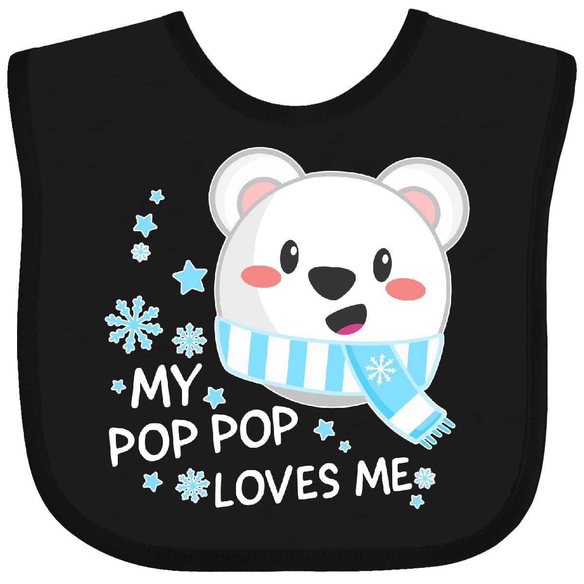 Inktastic My Pop Pop Loves Me Polar Bear Baby Bib - Soft Cotton Drool Bib for Infants & Toddlers - Perfect for Feeding Time, Playtime & Photo Shoots