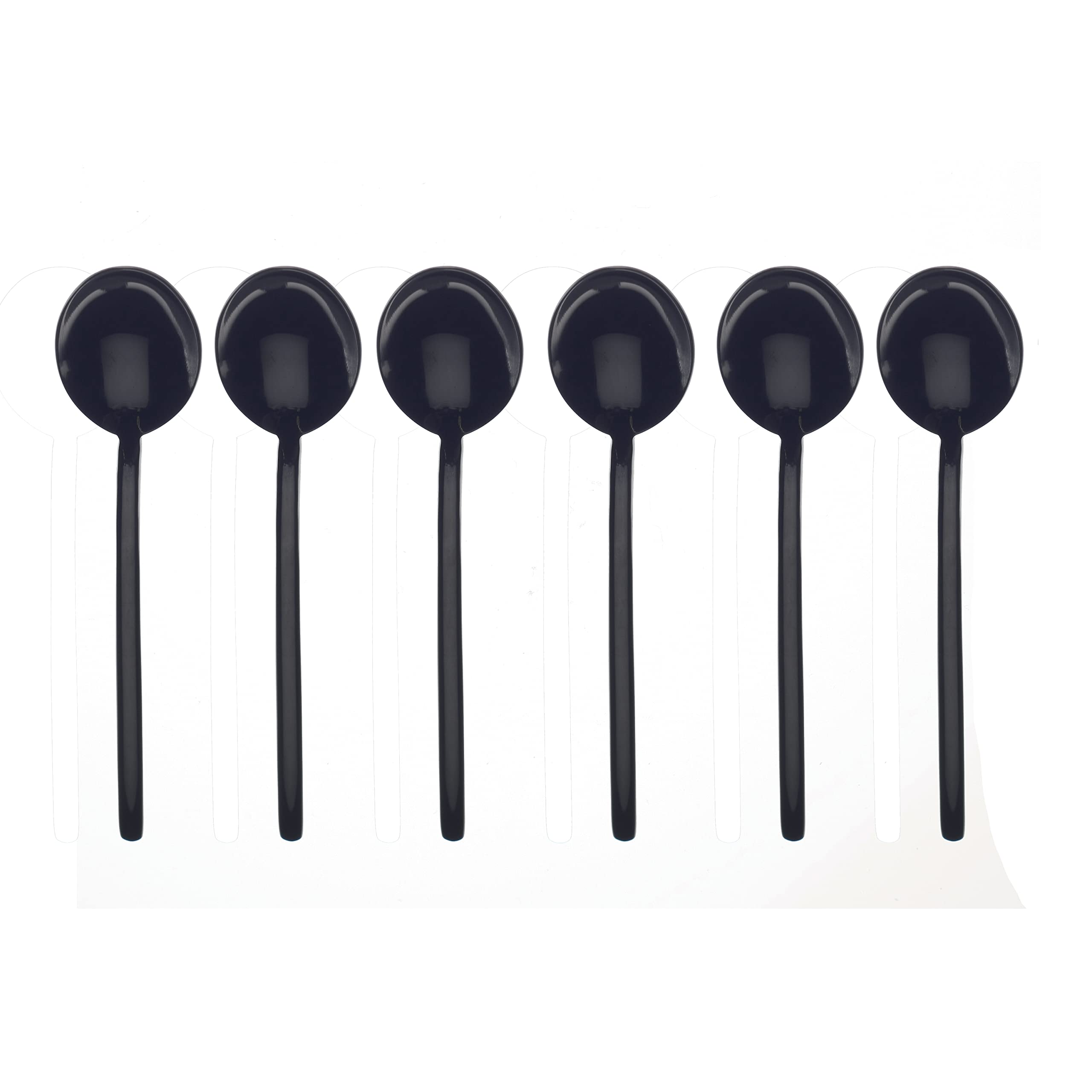 MEPRA Due Oro Nero Coffee Spoon Set of 6 – Premium Silver Tableware, Dishwasher Safe Cutlery for Espresso, Dessert & Tea (108644107) – Perfect for Home, Cafe & Restaurant Use