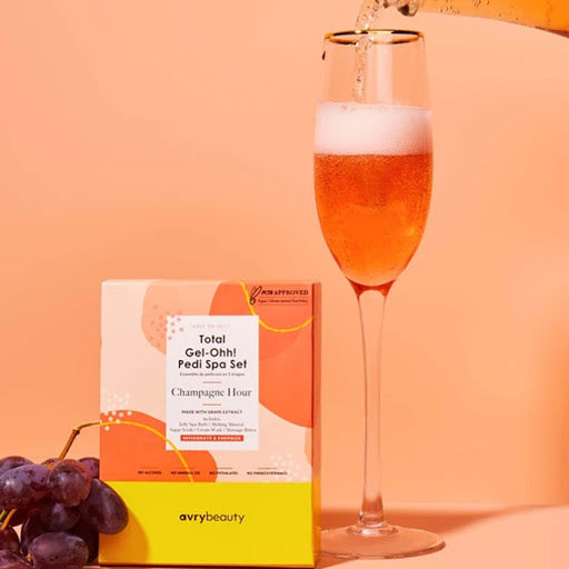 Avry Gel Ohh! Pedi 5 Step Champagne Hour - At-Home Pedicure Kit for Soft & Smooth Feet - Perfect for Spa Nights, Self-Care Days & Gift Giving
