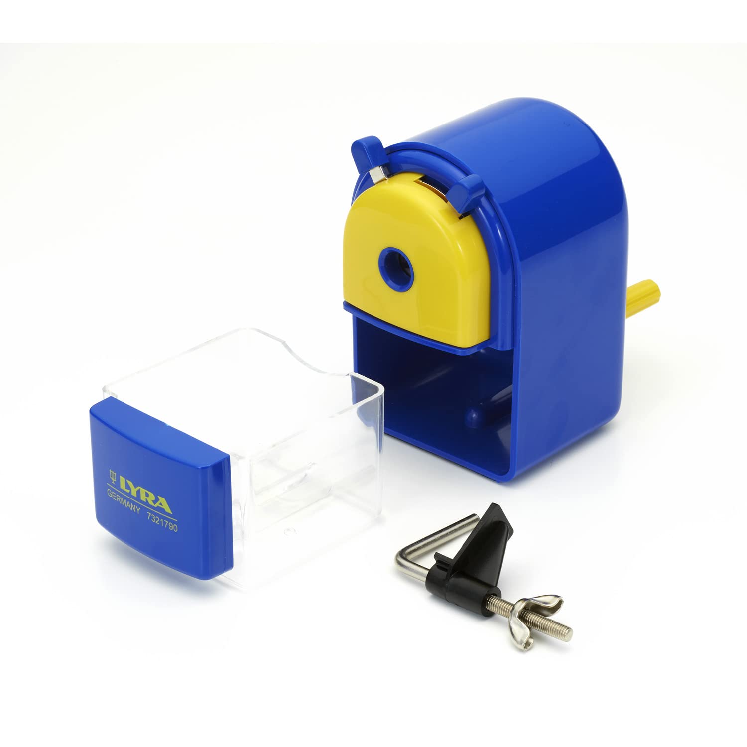 LYRA Plastic Desk Sharpener with Tank - Heavy Duty Pencil Sharpener for School, Office & Home Use - Perfect for Students, Teachers & Professionals