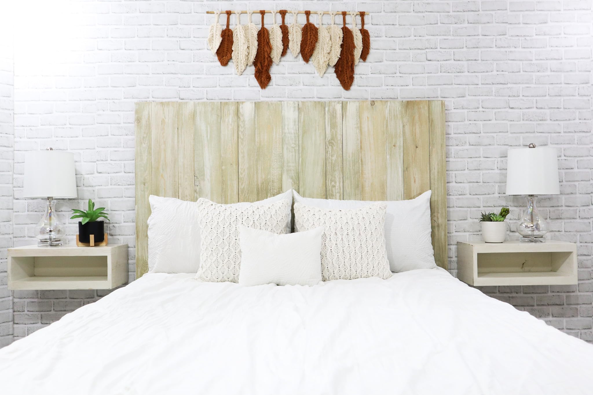 Barn Walls Sagewash Headboard - Farmhouse Style Wooden Headboard with Washed Finish, Floating Panels, Wall Mounted, Adjustable Height, Easy Assembly, King Size Bed Frame - Perfect for Rustic Bedroom Decor & Master Suite Upgrade