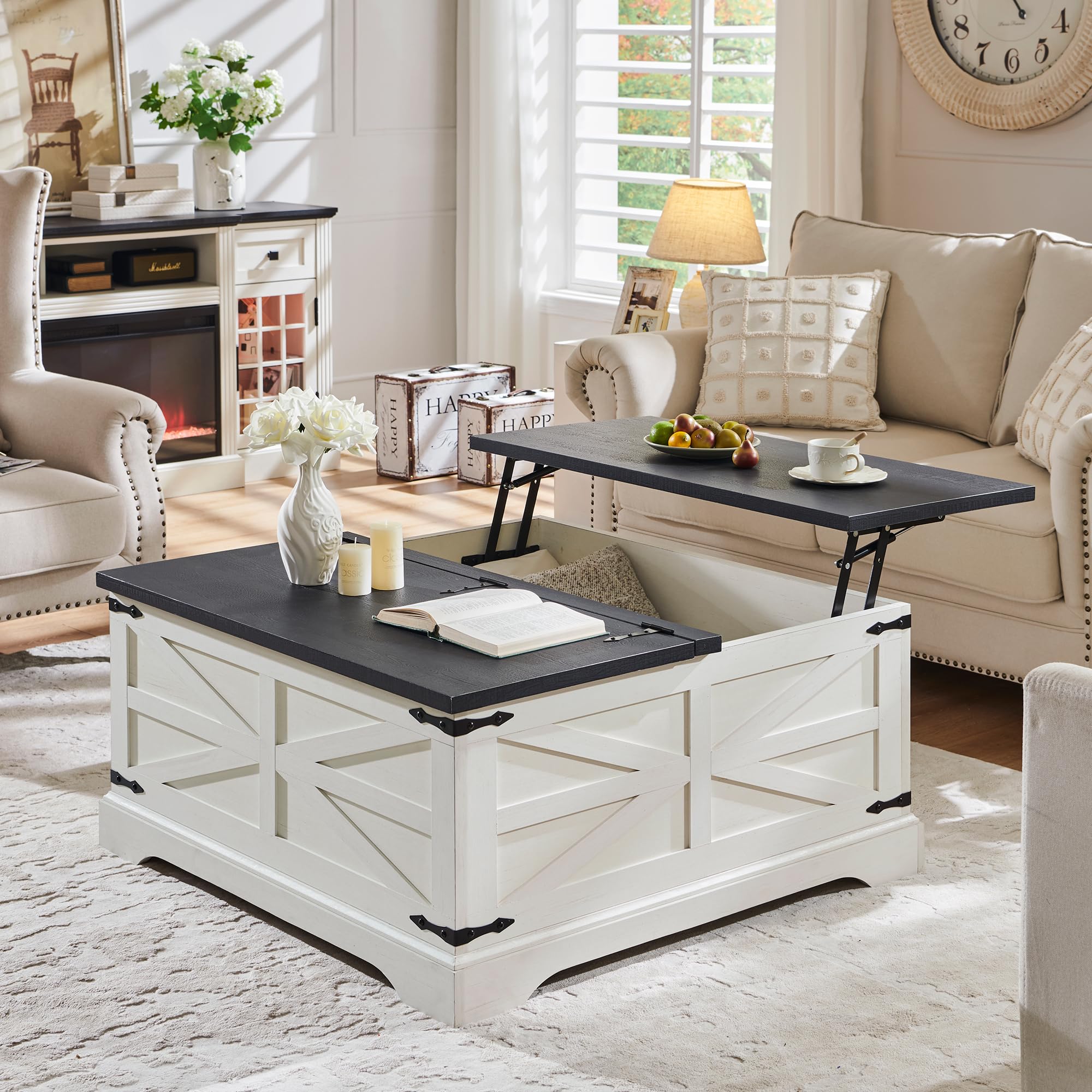Farmhouse Lift Top Coffee Table with Storage - 36