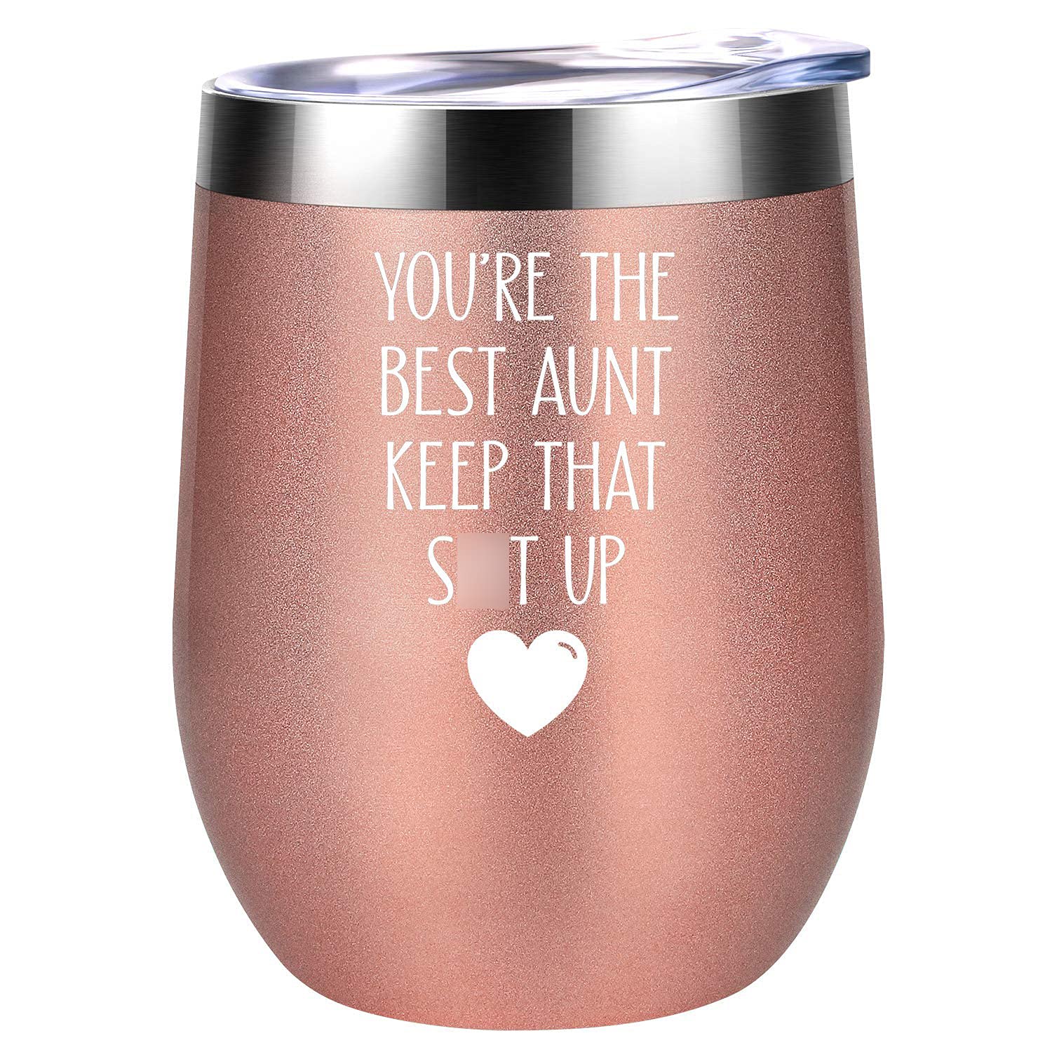Coolife Wine Tumbler - Best Aunt Gift from Niece/Nephew - Funny & Heartwarming Present for Aunts, Great Aunts & Favorite Aunts - Perfect Birthday Gift - Insulated Stainless Steel Cup for Wine, Cocktails & Coffee - Great for Parties, Holidays & Everyday Use