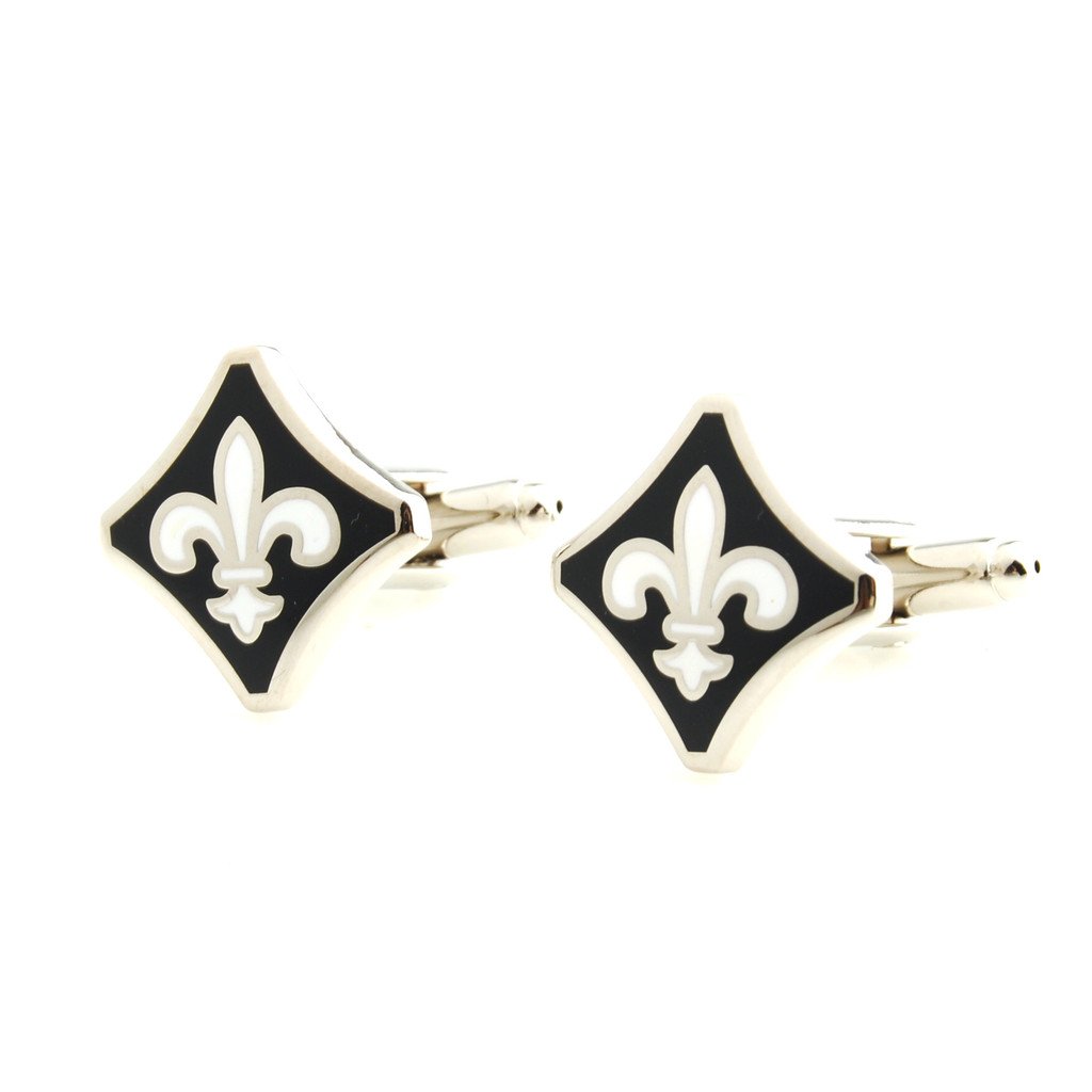 Elegant Smart Men's Black Fleur De Lis Cufflinks - Perfect for Weddings, Business Meetings & Formal Events