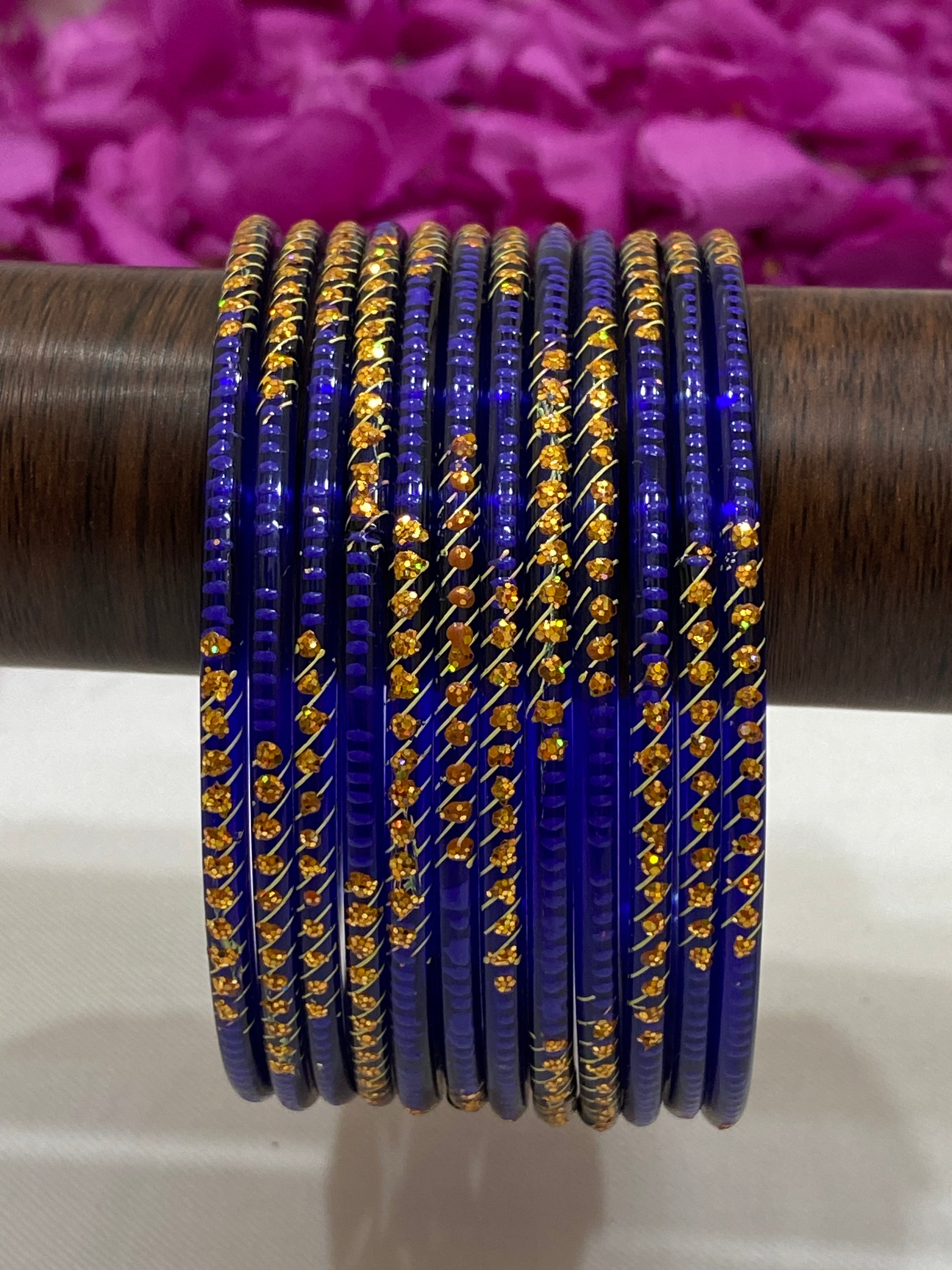 Elegant Blue Glass Bangles for Women - Unique Handmade Jewelry Gift for Parties, Weddings & Special Occasions