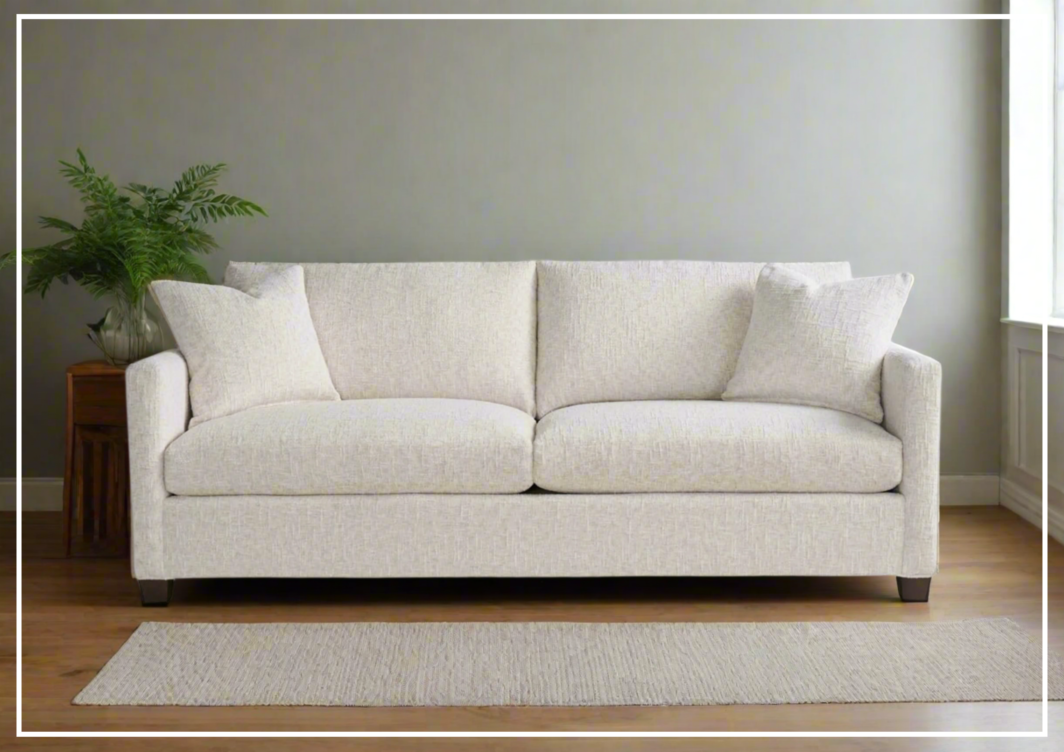 Universal Furniture Mebane 2-Seater Fabric Sofa in White - Modern Living Room Couch for Small Spaces, Apartments & Cozy Home Decor