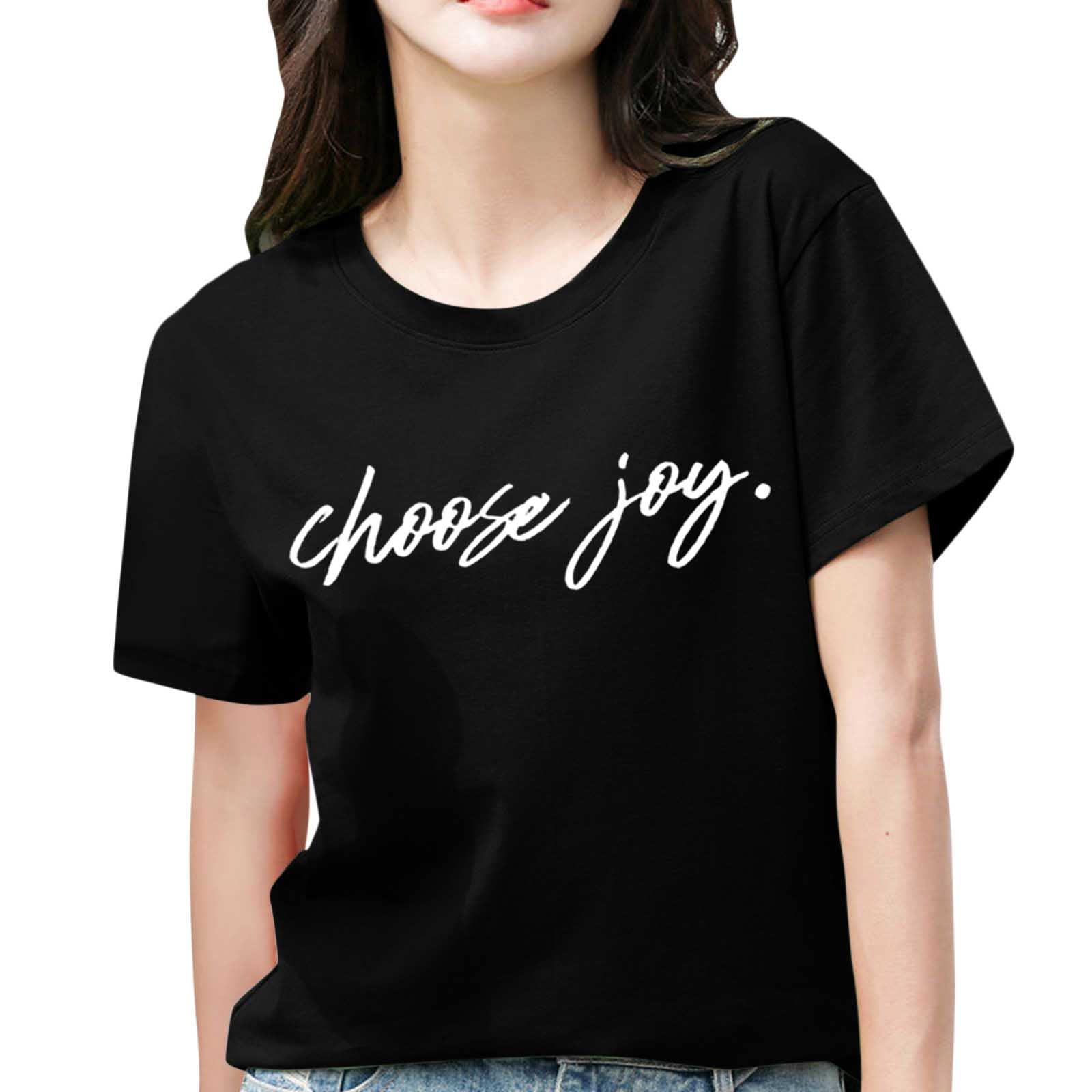 Women's Casual Summer T-Shirt - Loose Fit Short Sleeve Cotton Top with Letter Print | Perfect for Beach Outings, Weekend Wear & Casual Outfits