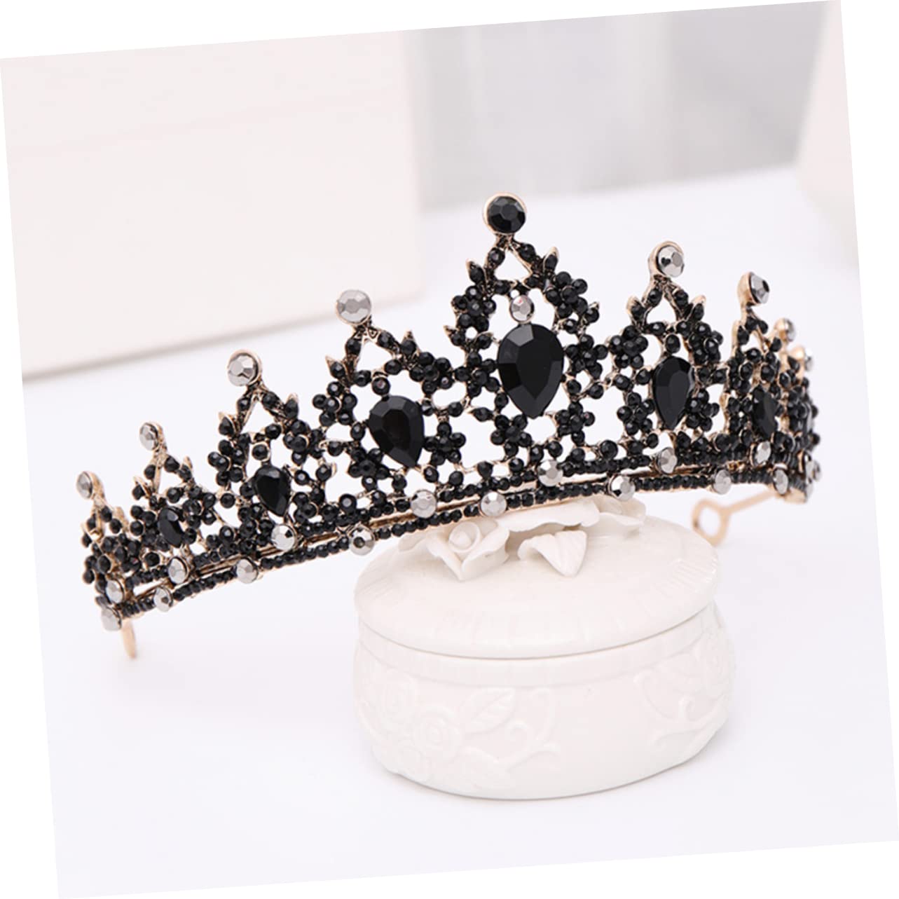 ABOOFAN Black Rhinestone Crown Tiara for Women - Elegant Wedding Bride Headpiece, Rhinestone Queen Headdress for Bridal, Christmas Stocking Stuffers - Perfect for Weddings, Parties, and Special Occasions