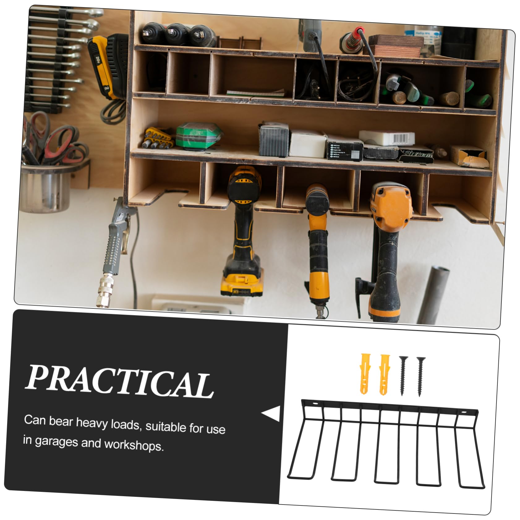 FOYTOKI Wall Mounted Power Tool Organizer - Heavy Duty Drill Holder & Workshop Storage Rack for Hammers, Wrenches & DIY Tools | Perfect for Garage, Shed & Home Improvement Projects