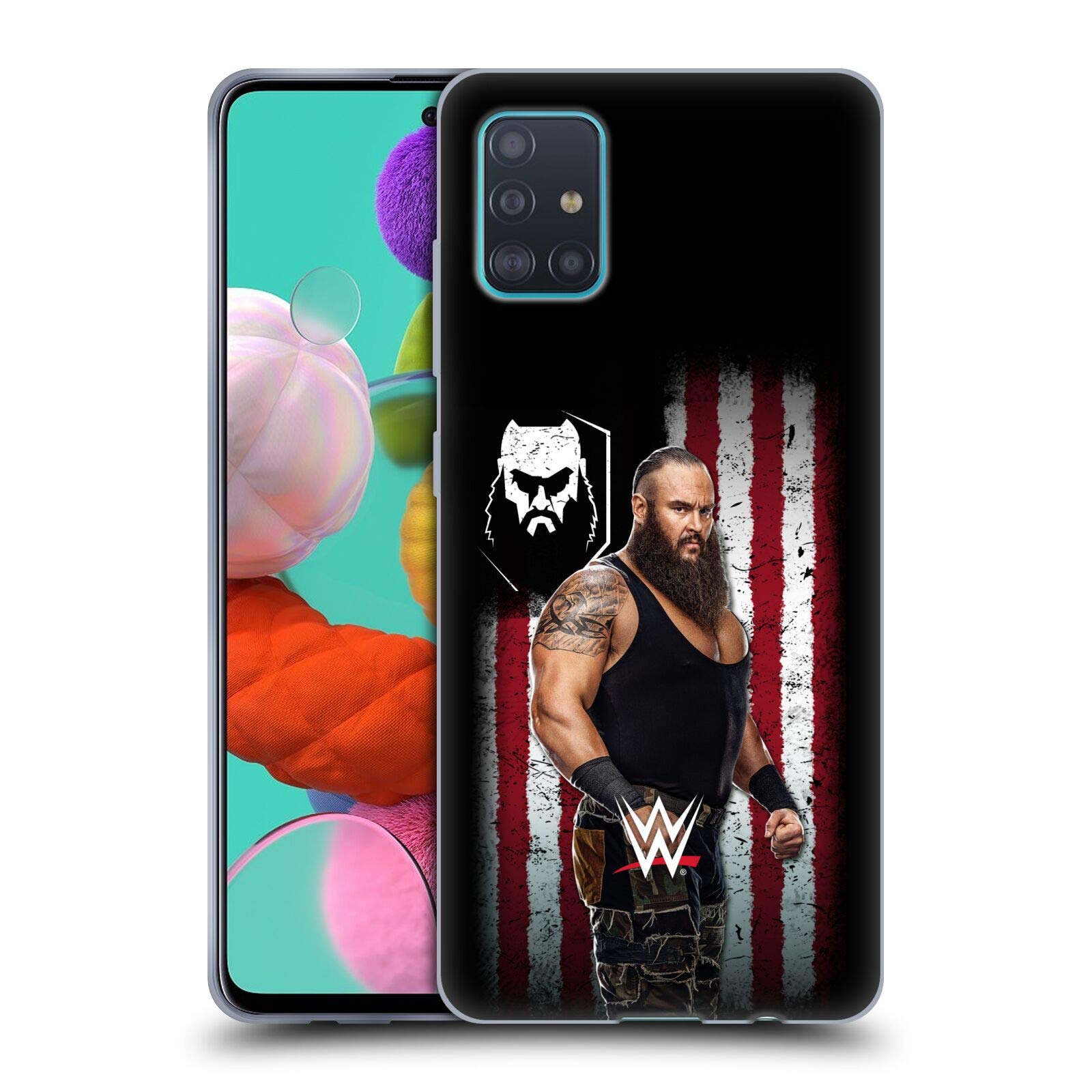 WWE Braun Strowman American Flag Soft Gel Case for Samsung Galaxy A51 (2019) - Officially Licensed by Head Case Designs - Perfect for Wrestling Fans & Daily Protection