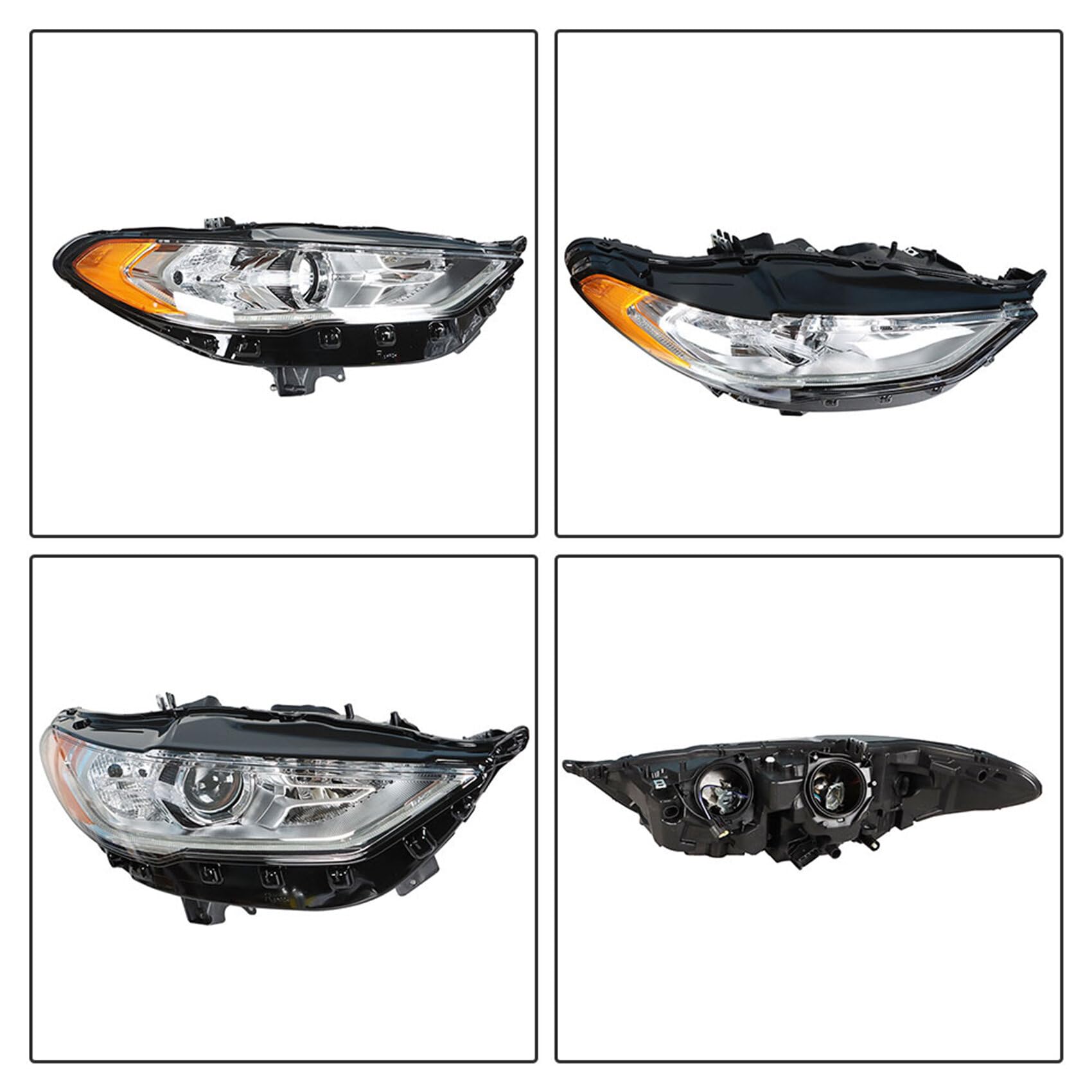 2017-2019 Ford Fusion Halogen Headlight Assembly Replacement - Right Side (Passenger) DRL Projector Headlamp - Perfect for Night Driving & Enhanced Visibility