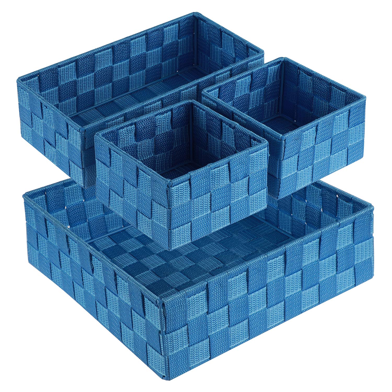 Posprica 4-Pack Woven Storage Baskets - Small Black Cube Organizer Bins for Drawer, Closet, Shelf & Dresser Organization | Space-Saving Home & Office Storage Solutions (Navy)