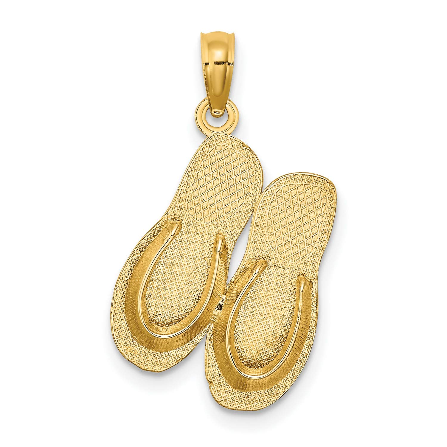 14k Yellow Gold Florida Flip Flop Sandals Charm Pendant - Beach Vacation Jewelry for Toe Rings, Anklets & Summer Accessories