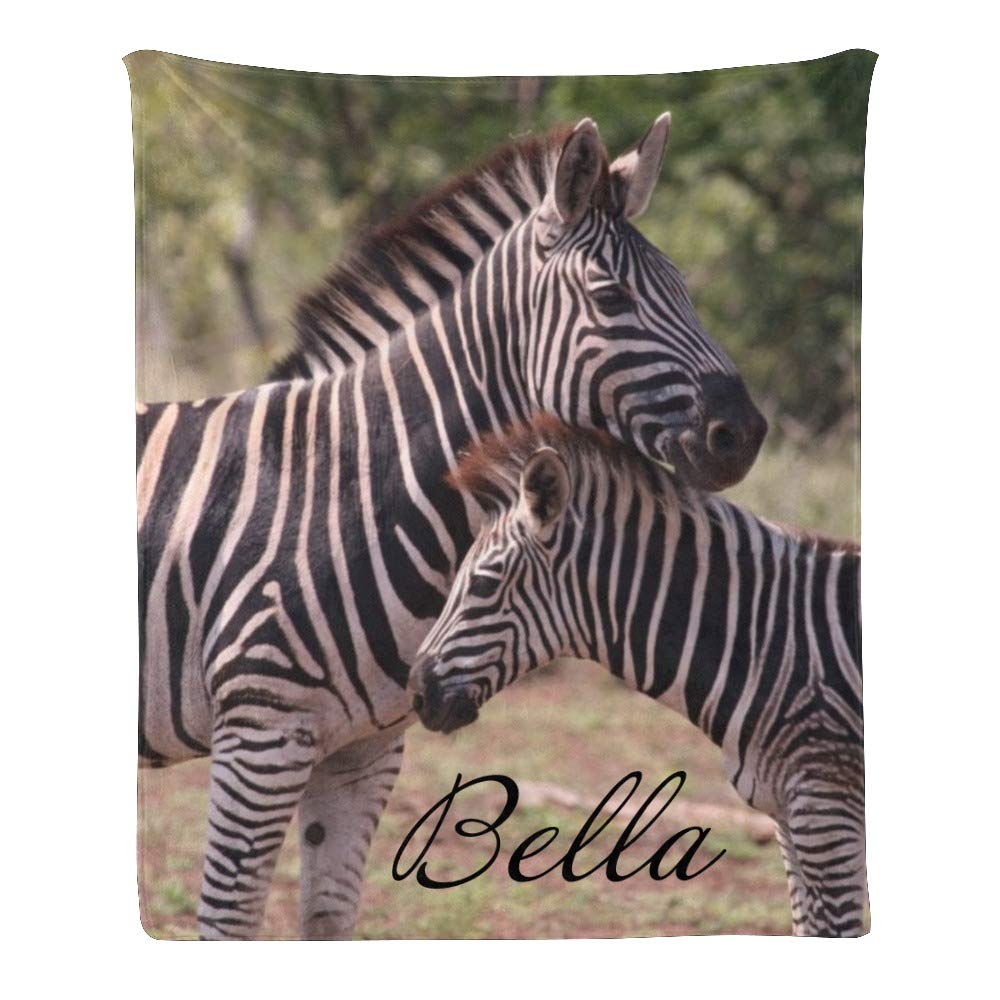 Custom Personalized Zebra Fleece Throw Blanket with Name - Soft 50x60 Inch Blanket for Gifts, Bedroom, Sofa & Cozy Home Decor