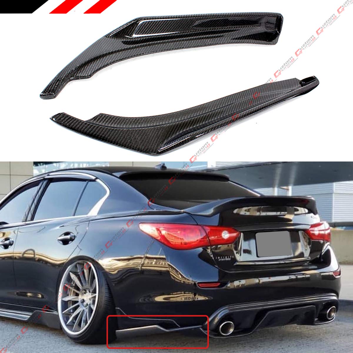 Carbon Fiber Rear Bumper Side Corner Splitters Aprons Spats for 2014-2021 Infiniti Q50 - Enhance Style & Aerodynamics for Sporty Driving