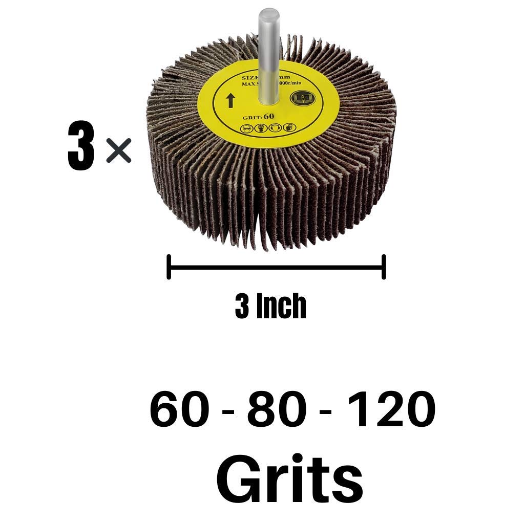 4 Pack Large Flap Sanding Wheels Kit for Drill & Die Grinder - Wood & Metal Sanding Discs - Perfect for DIY Projects, Furniture Refinishing & Metal Polishing