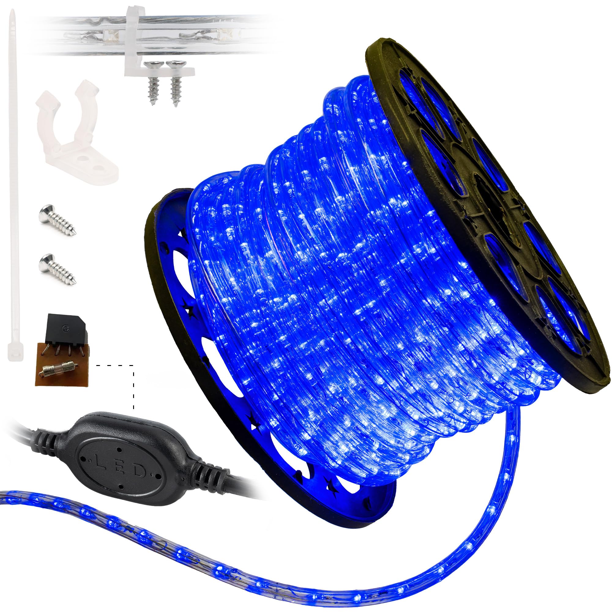 WYZworks 1656LEDs 150ft Waterproof Outdoor LED Rope Lights - ETL Certified Connectable Clear Tube for Christmas, Palm Tree, Holiday, Patio & Landscape Decoration (Blue) | Perfect for Backyard, Garden, Pool & Party Lighting