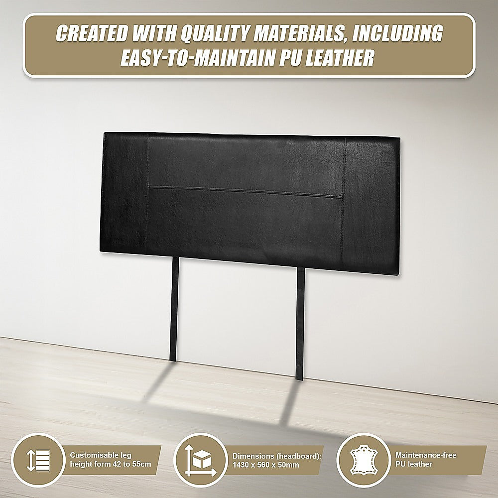 Queen Size PU Leather Bed Headboard - Modern Upholstered Bed Frame with Button Tufting (Black) - Perfect for Master Bedroom, Guest Room, and Dorm Decor