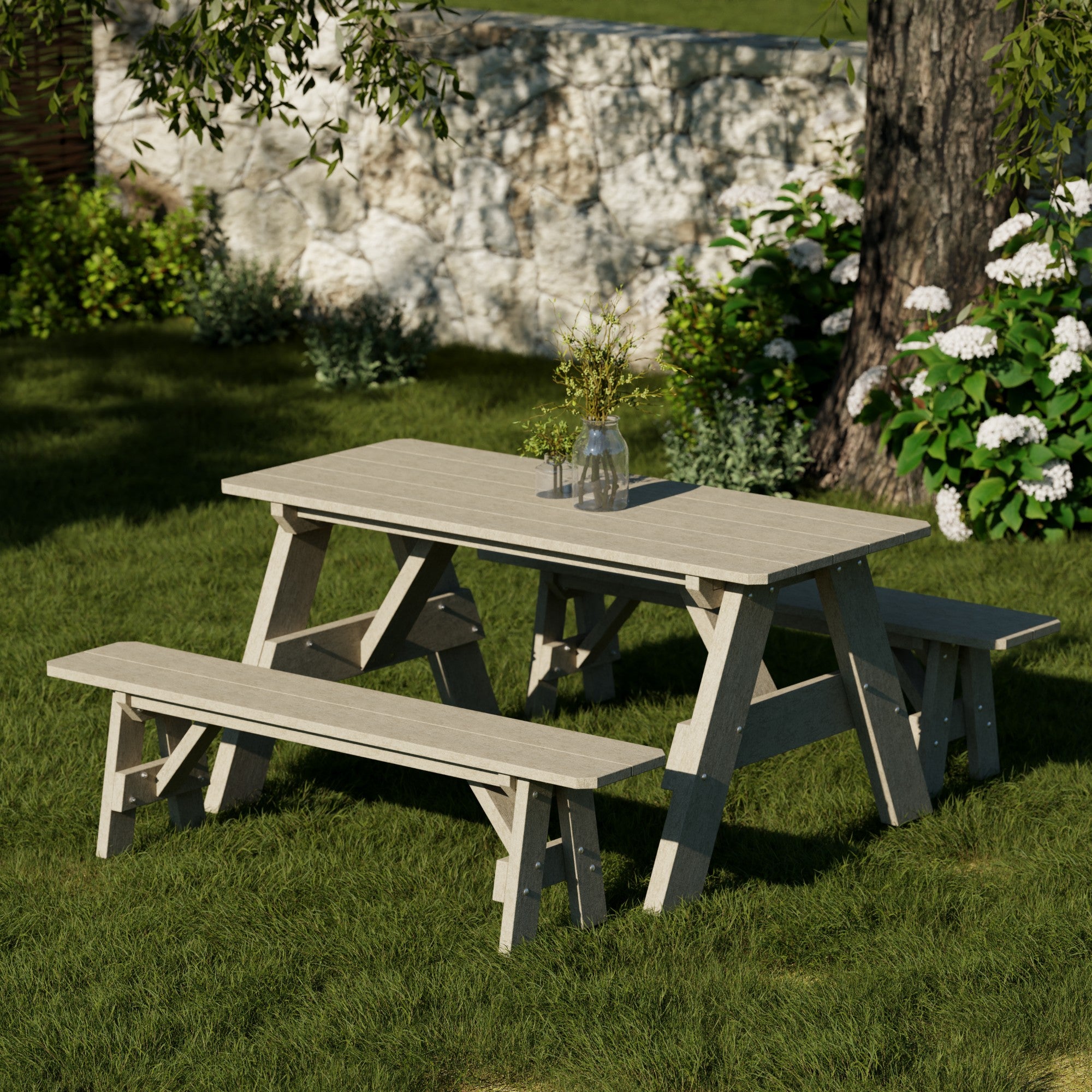 Heritage 72-Inch Outdoor Picnic Table with Detachable Benches - Perfect for Backyard BBQs, Camping & Family Gatherings