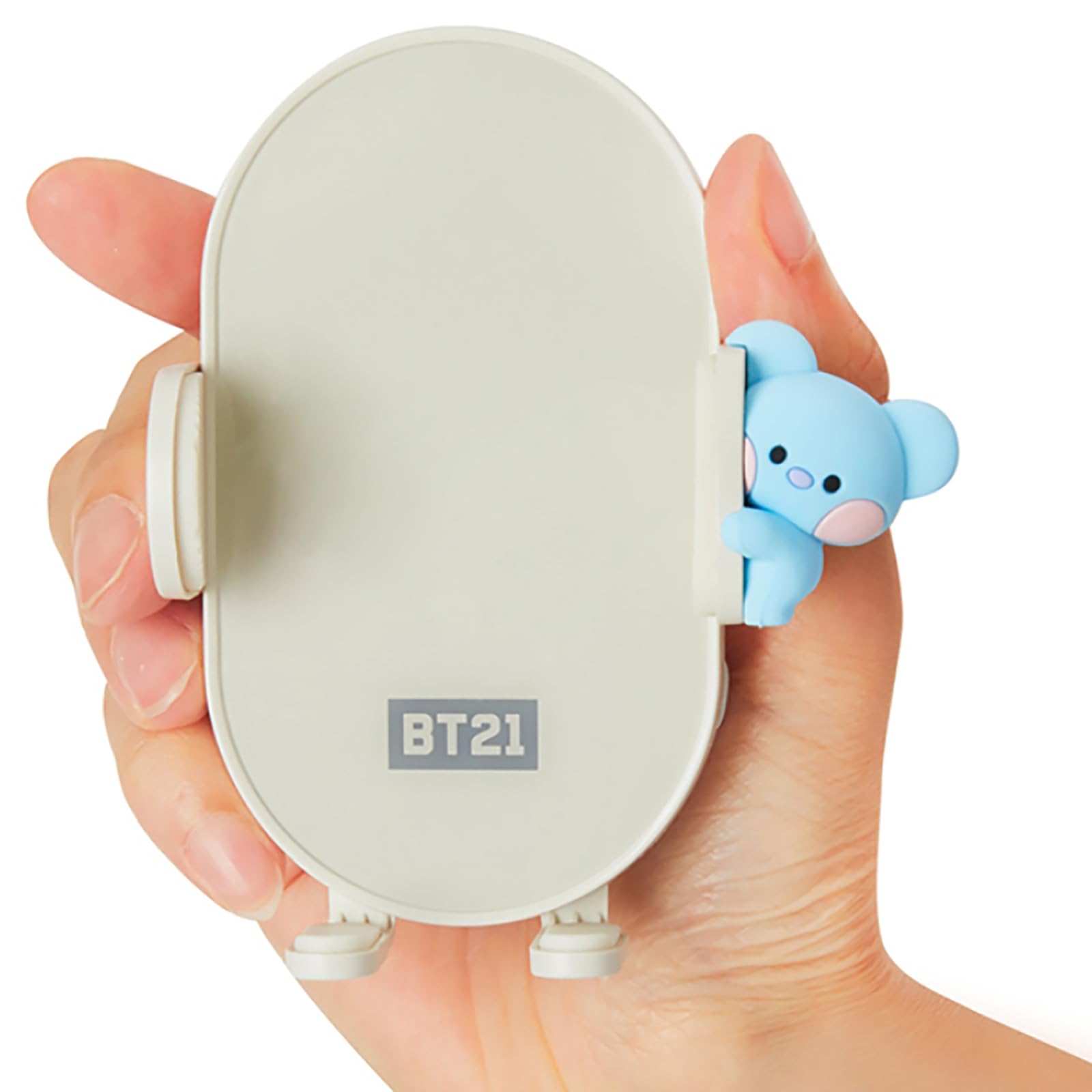 BT21 Fast Wireless Car Charger QI 15W - Auto-Clamping Phone Holder for iPhone 15/14/13/12, Samsung Galaxy S23/S22 - Cute Minini & KOYA Character Design - Perfect for Road Trips & Commuting