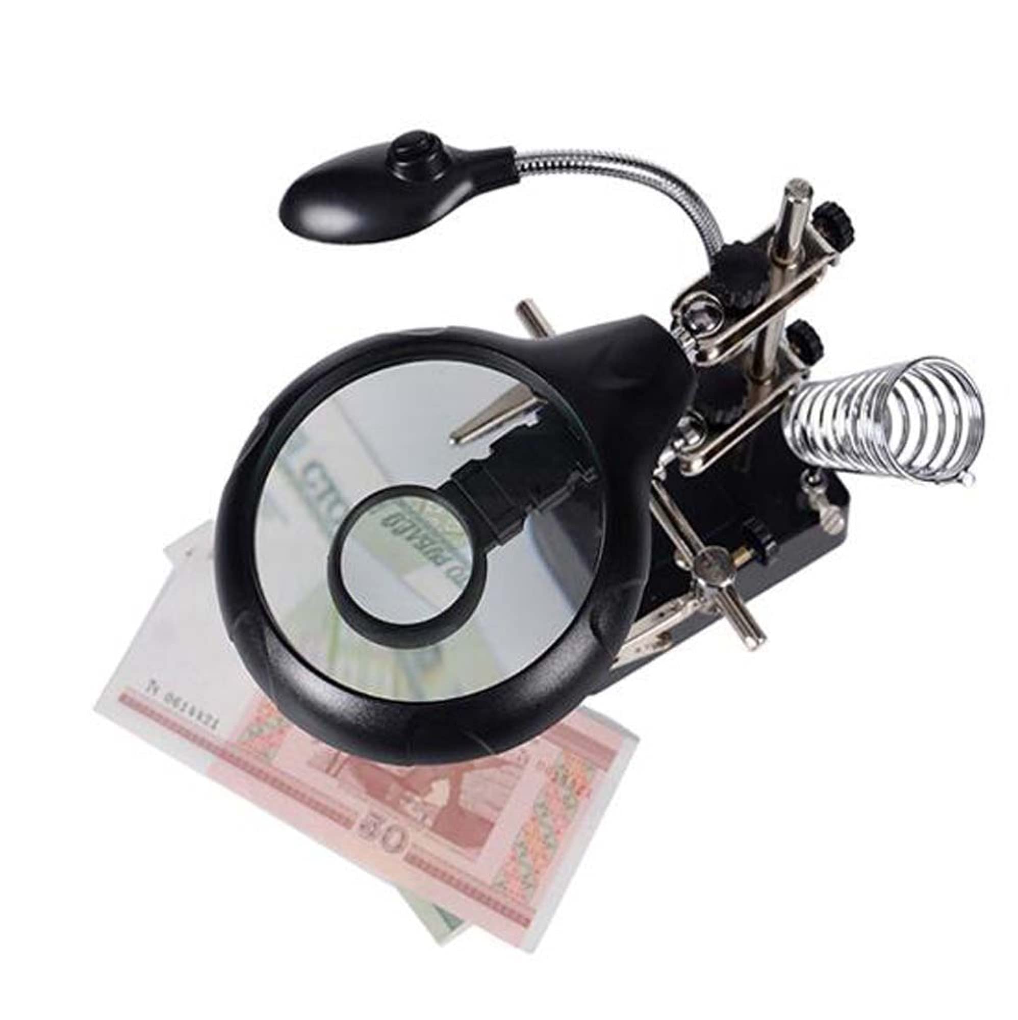 LED Magnifying Glass with Stand & Clamp - Hands-Free Illuminated Desk Lamp for Reading, Crafts, Jewelry Making & Hobbies - Perfect for Seniors, Watch Repair & Detailed Work