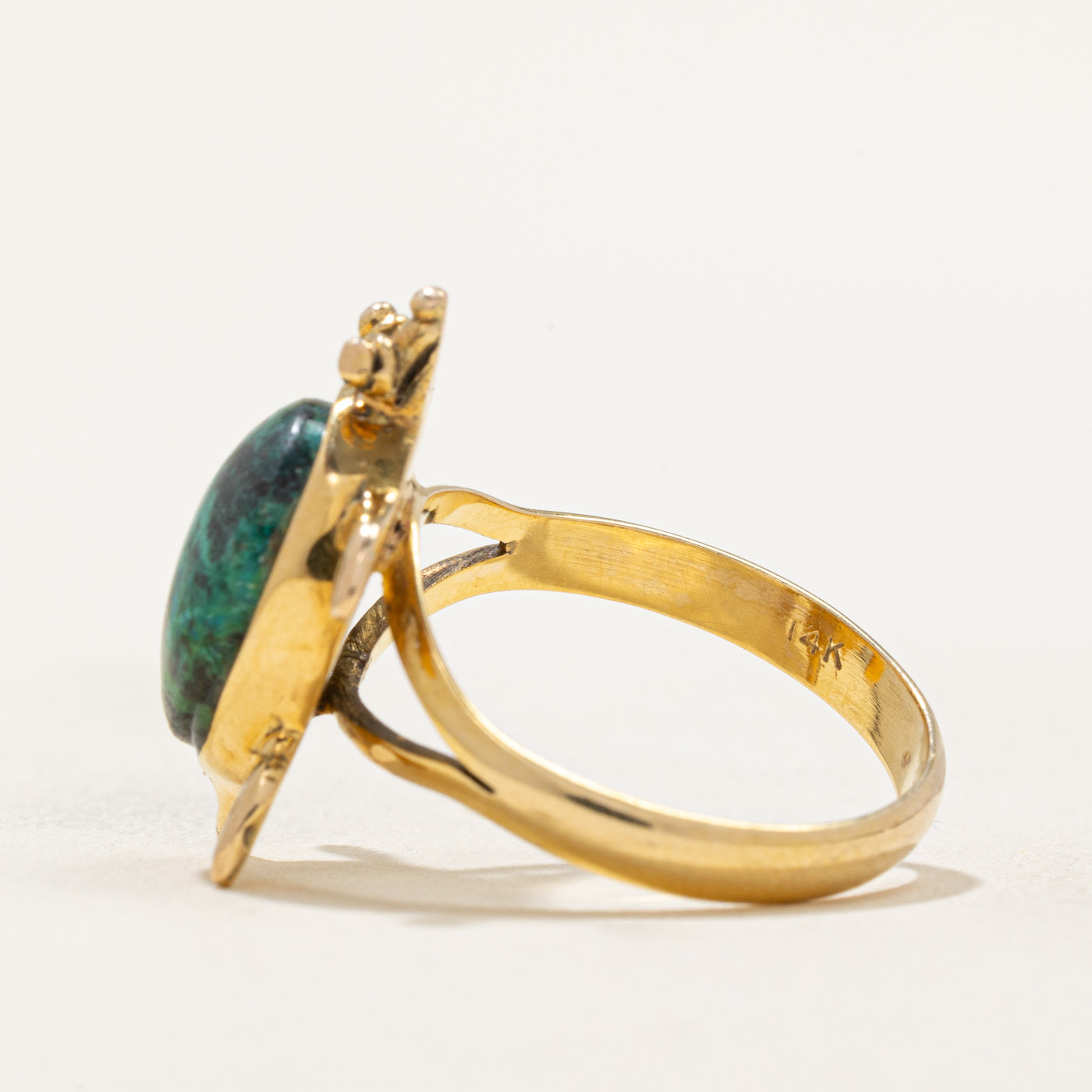Chrysocolla Turtle Ring - 3.50 Carat Natural Stone - Size 7.5 - Handmade Sterling Silver Jewelry - Perfect for Beach Vacation, Boho Style & Nature Lovers