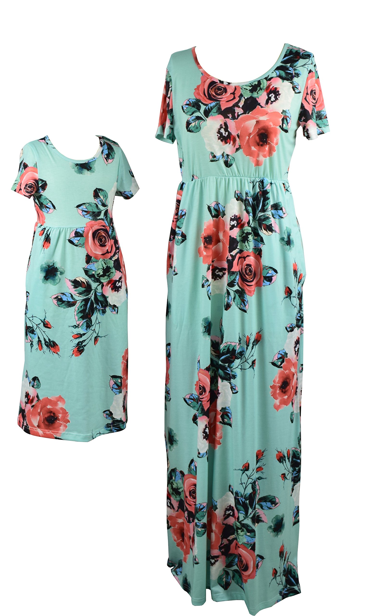Mommy and Me Maxi Dresses - Bohemian Floral Print Matching Outfits for Mother and Daughter | Perfect for Family Photos, Vacations & Special Occasions