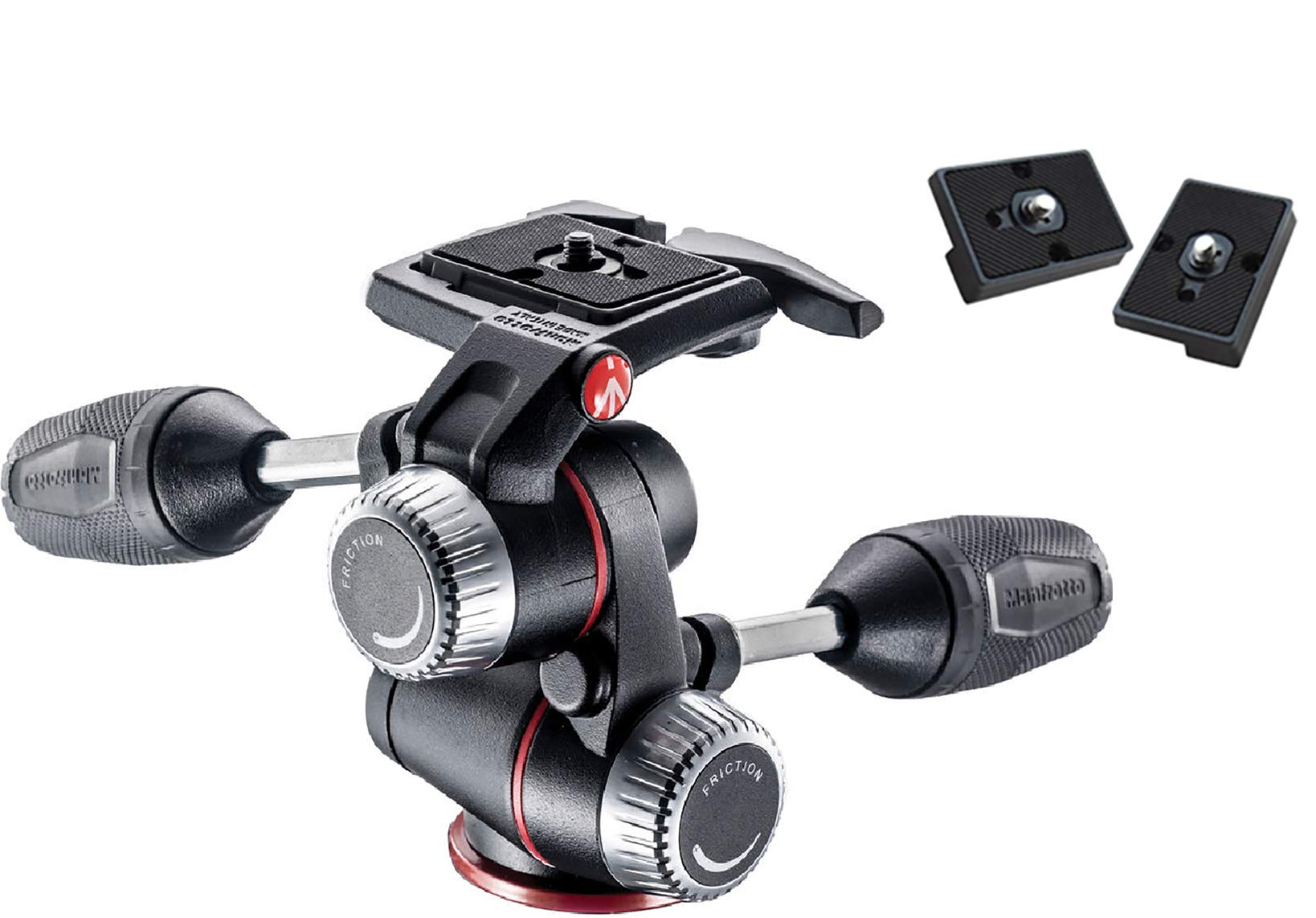 Manfrotto MHXPRO-3W X-PRO 3-Way Tripod Head with Retractable Levers & Friction Control | Includes 2 ZAYKiR Quick Release Plates | Perfect for Photography, Videography & Studio Work