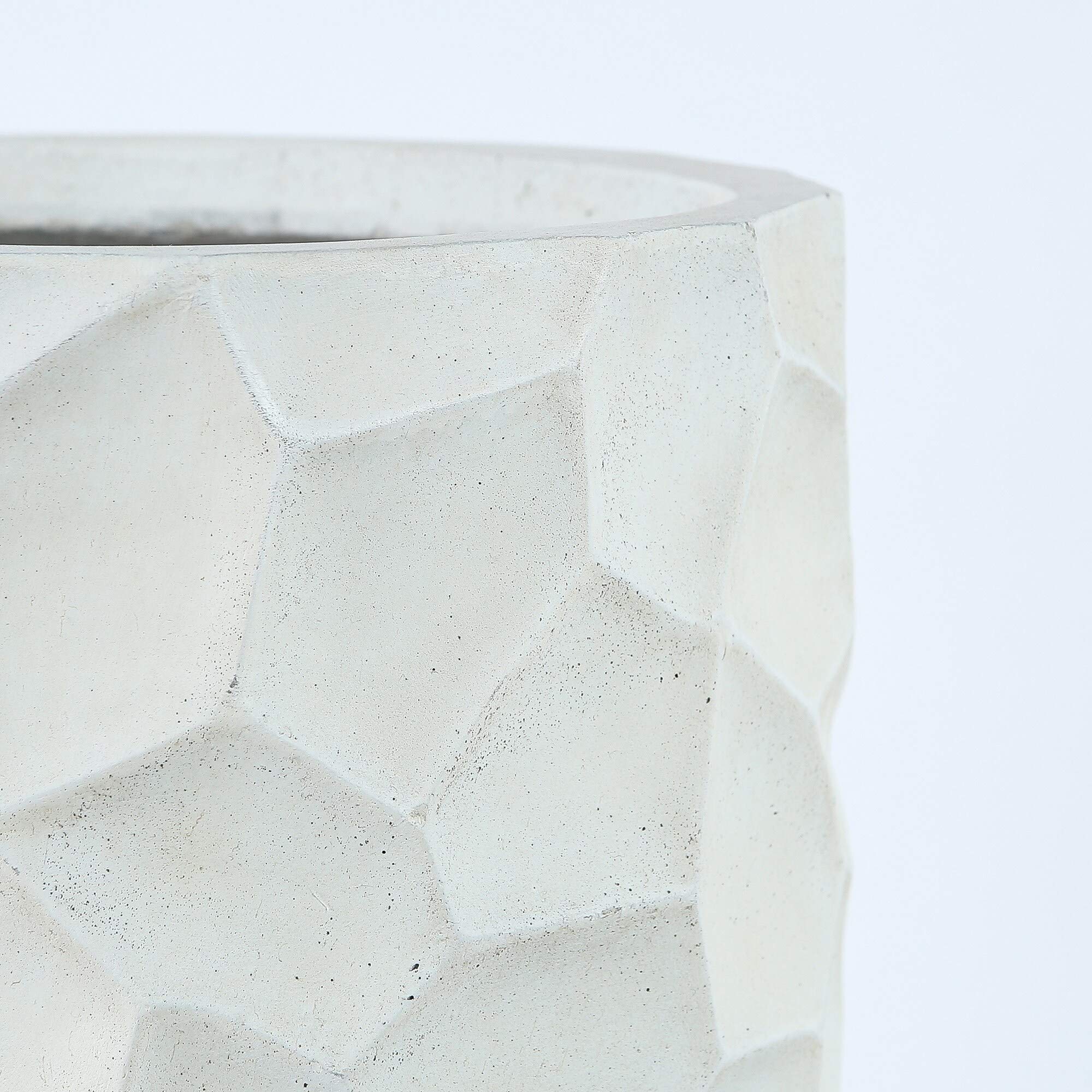 22.4 Inch Tall Modern White Wavy Fiberclay Planter - Handmade Contemporary Round Garden Pot for Indoor Plants, Outdoor Decor, and Patio Style