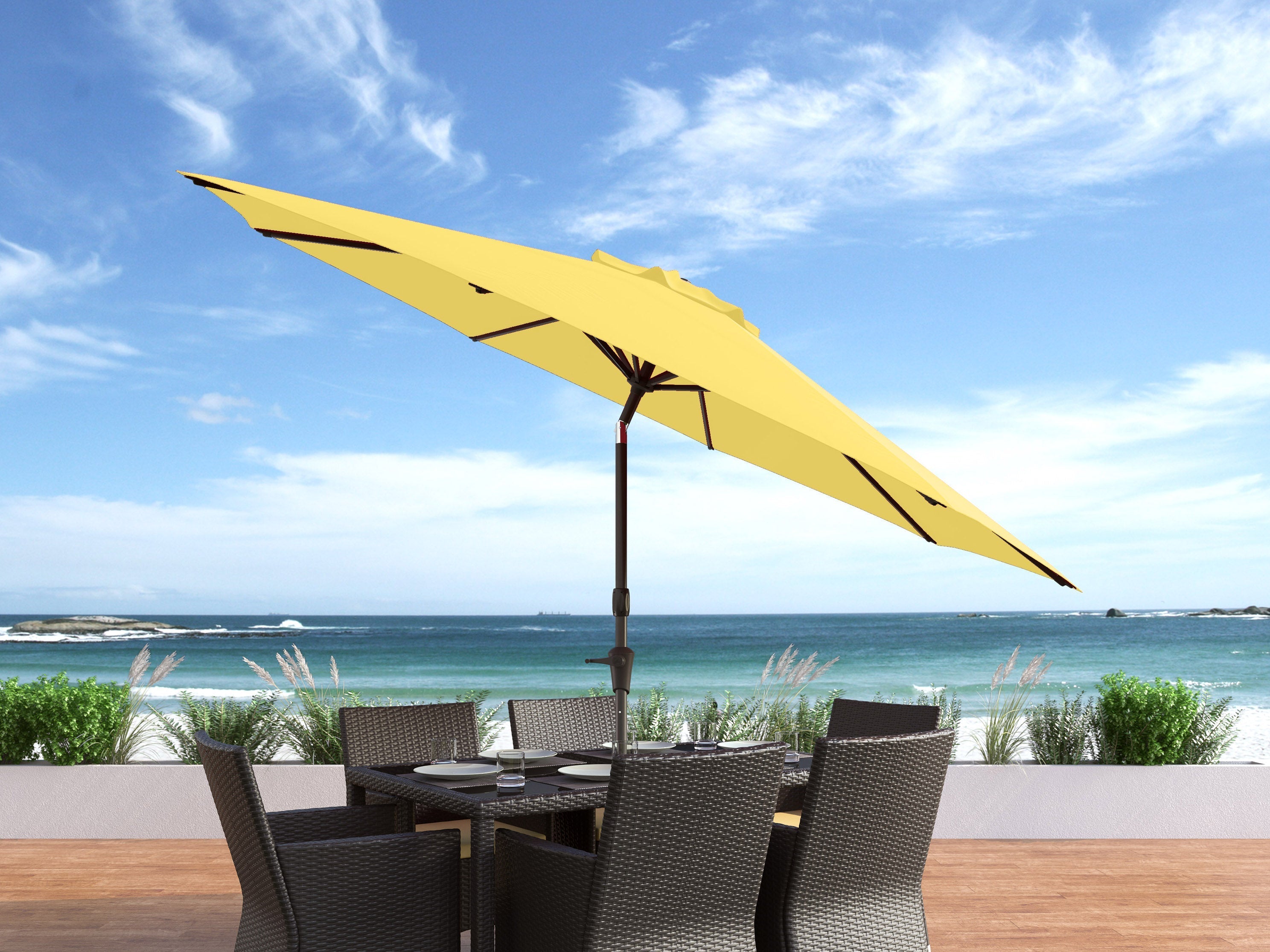 10ft Wind Resistant Yellow Outdoor Patio Umbrella - Perfect for Poolside, Backyard, and Beach Relaxation