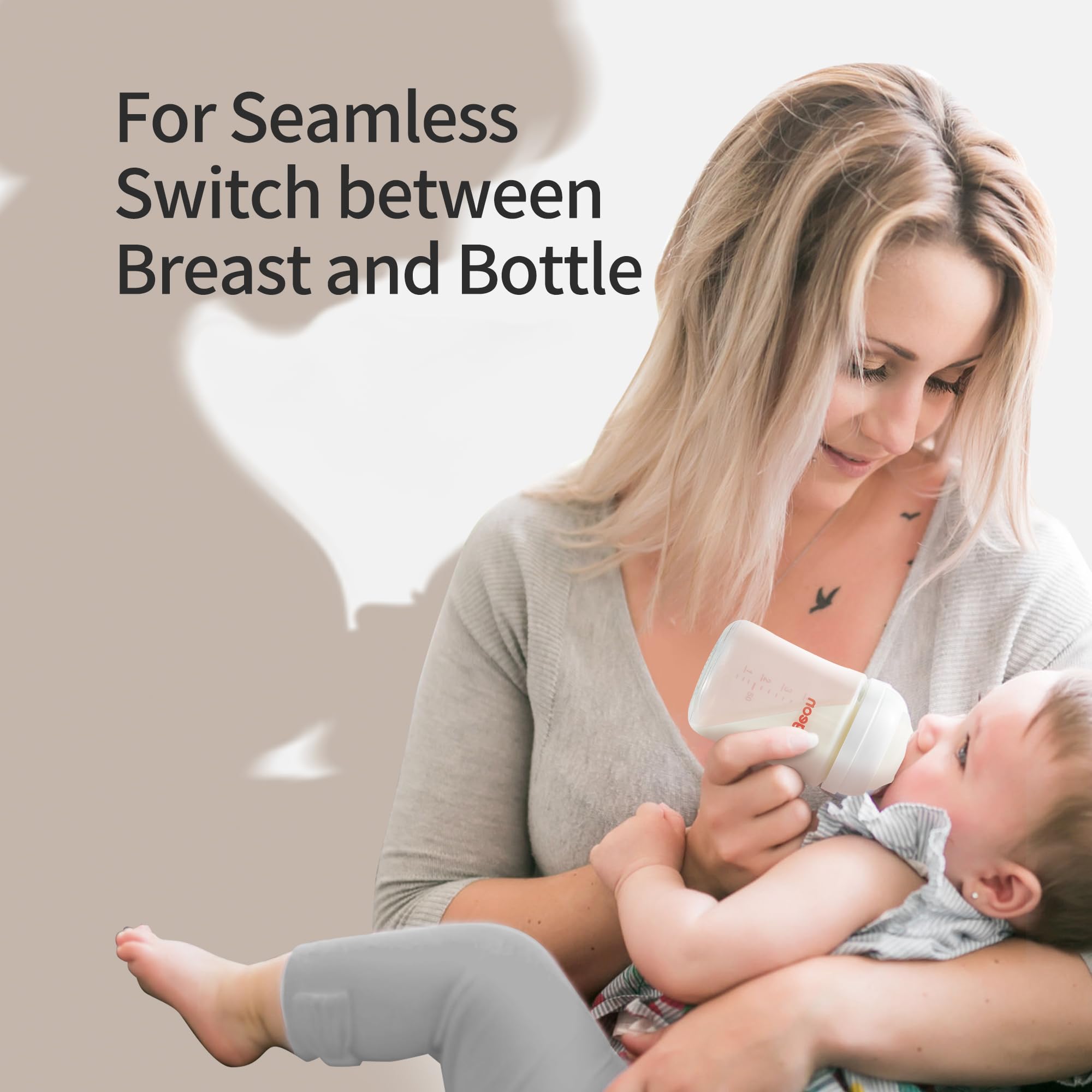 Pigeon Baby Bottle Newborn Feeding Gift Set - Anti-Colic Wide Neck Bottles with Latch-On Line Nipples (4 PP Feeding Bottles + 4 Nipples + 1 Brush) - Perfect for New Moms, Baby Showers & Infant Feeding Essentials