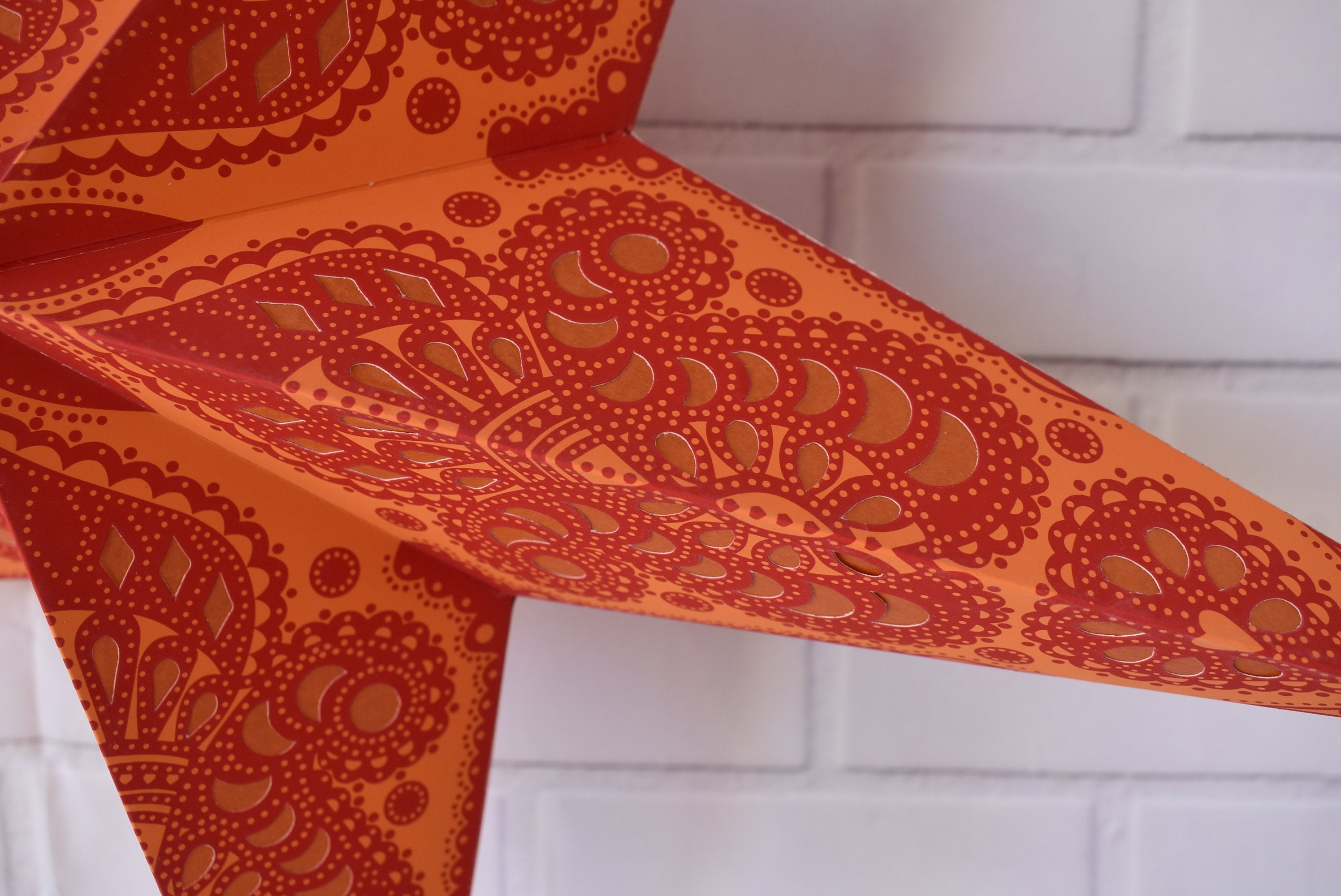 24 Inch Orange Peacock Paper Star Lantern - Elegant Hanging Wedding & Party Decoration for Indoor/Outdoor Events, Baby Showers & Festive Celebrations