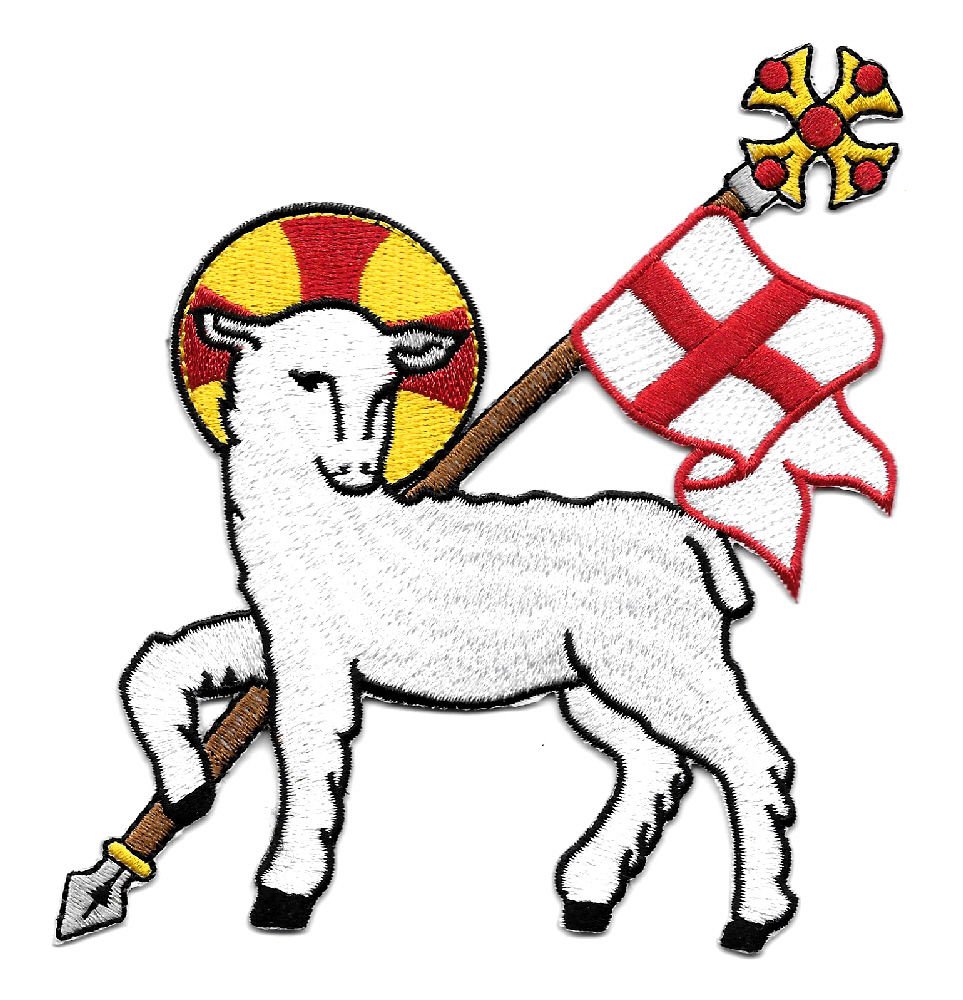 Lamb of God Agnus Dei Embroidered Iron-On Church Vestment Patch for Clergy Robes & Religious Ceremonies