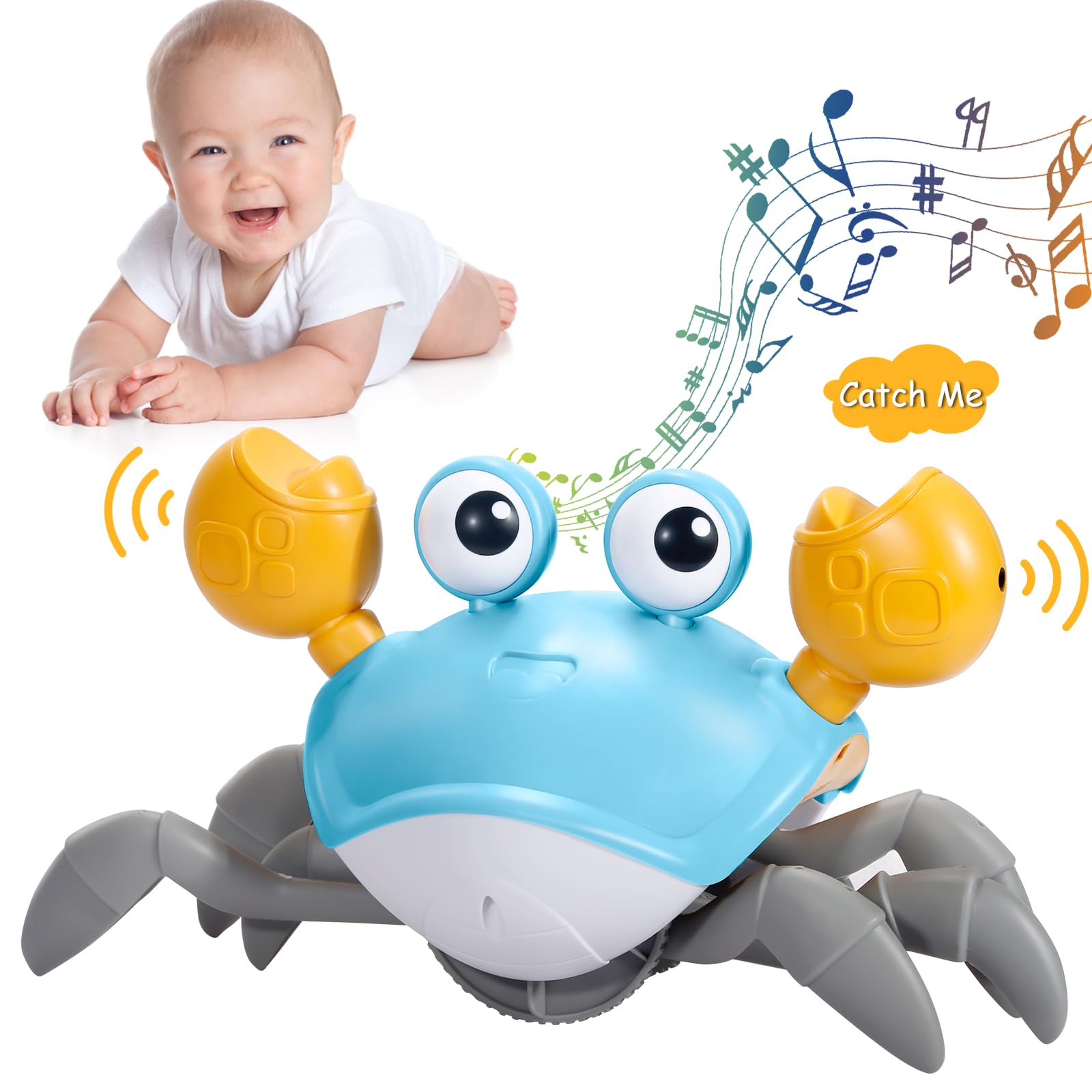 Rechargeable LED Music Baby Crab Toy - Crawling Infant Gift for 0-4 Years | Tummy Time & Sensory Play