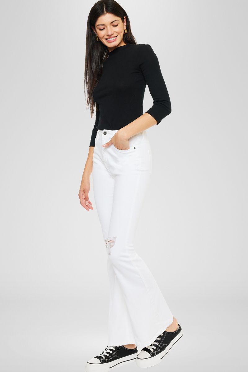 Crystal High Rise Bootcut Jeans for Women - Petite Size, Stretch Denim Pants, Comfortable & Flattering Fit - Perfect for Work, Casual Outings & Date Nights