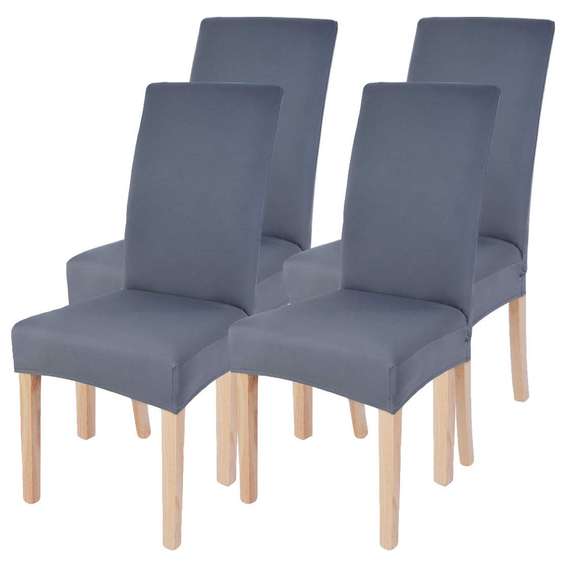 Stretch Parsons Chair Slipcovers Set of 4 - Super Fit Spandex Dining Room Chair Covers, Washable & Removable Kitchen Chair Protectors for Home, Hotel, Wedding (Pure Gray) | Perfect for Formal Dinners, Restaurant-Style Decor & Special Events