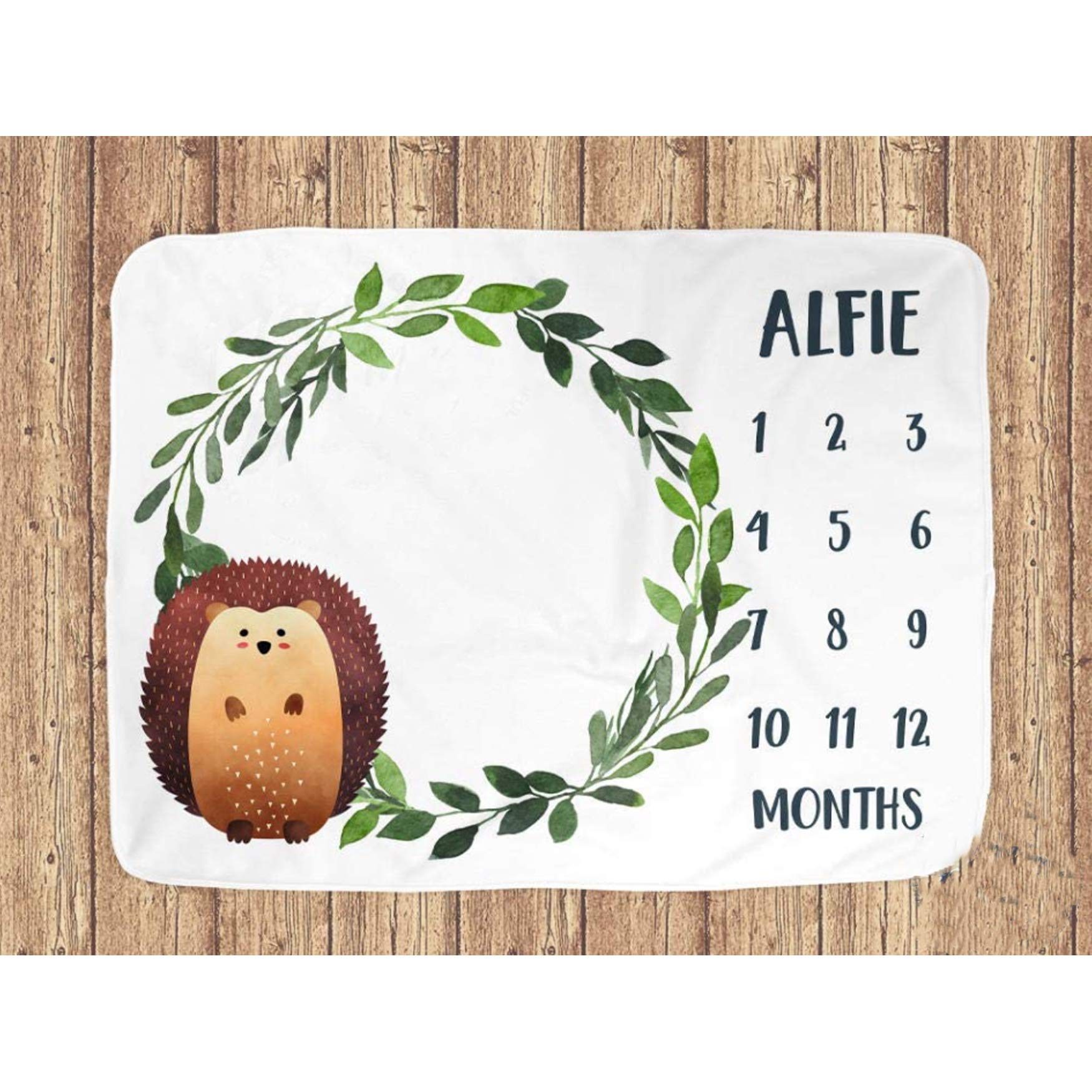 Personalized Milestone Blanket for Baby Boy - Custom Hedgehog & Woodland Animal Baby Blanket - Soft Monthly Milestone Blanket for Newborn Photography & Nursery Decor