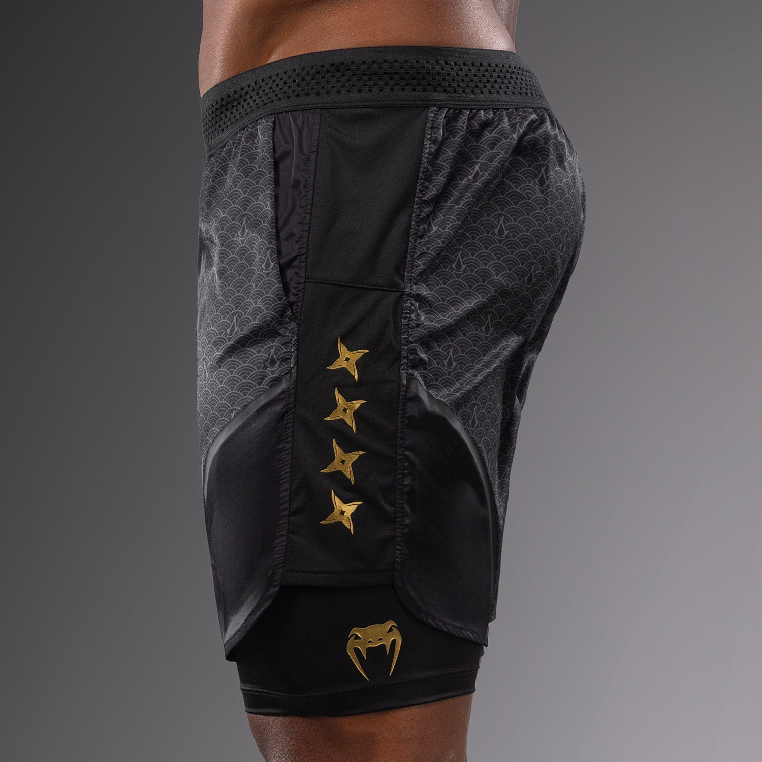 Venum x Assassin's Creed Shadows Training Shorts - Black/Gold MMA & Fitness Workout Gear for Men | Perfect for Gym, Martial Arts & Casual Wear