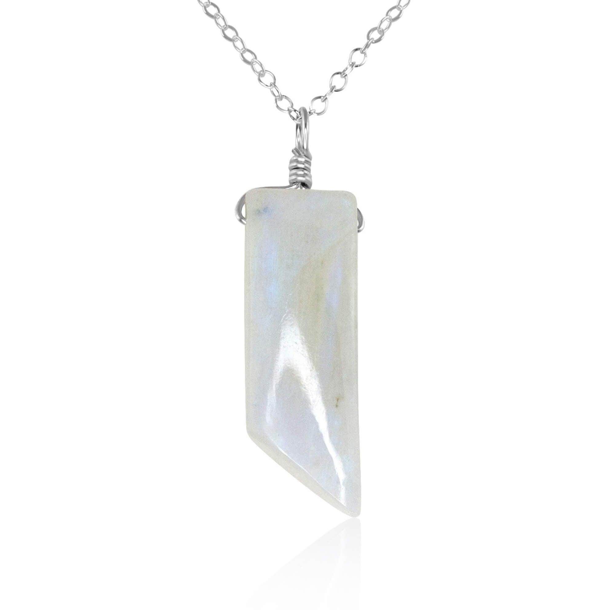 Natural Rainbow Moonstone Point Crystal Necklace – Healing Stone Jewelry for Meditation, Energy Balancing & Spiritual Growth