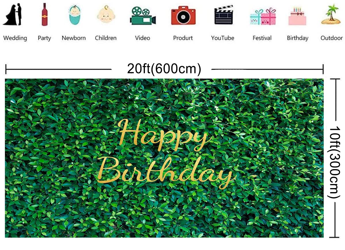 20x10ft Spring Green Leaves Photography Backdrop - Perfect for Baby Showers, 1st Birthday Parties & Outdoor Celebrations | Durable Vinyl Background for Photo Booths, Events & Home Decor