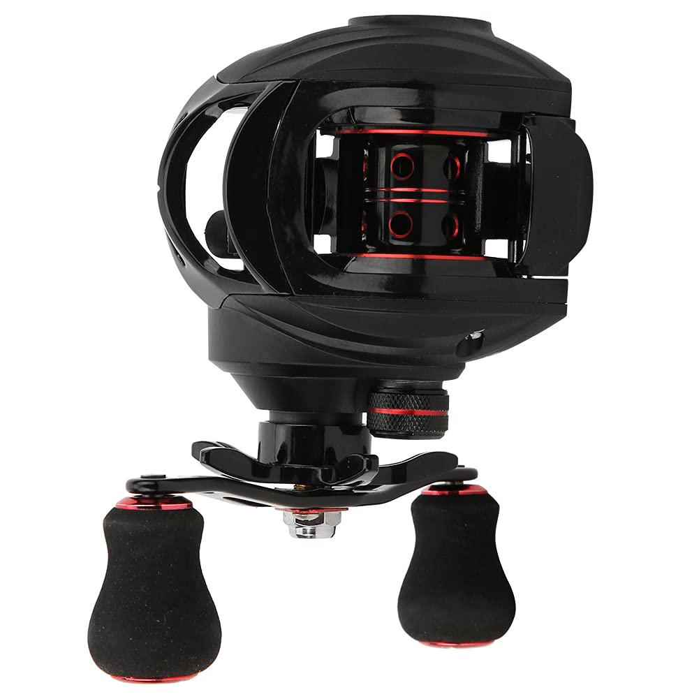 **Shanrya Heavy Duty Fishing Reel - Black & Red Casting Reel for Saltwater & Freshwater Fishing - Perfect for Anglers & Fishing Enthusiasts - Ideal for Deep Sea, Lake, and River Fishing**