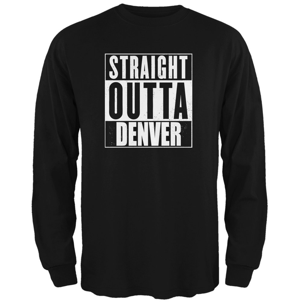 Old Glory Straight Outta Denver Black Long Sleeve T-Shirt for Men - Small Size - Casual Wear & Street Style Outfit