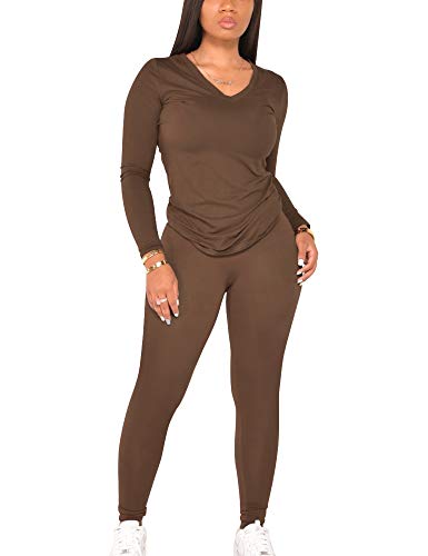 Long Sleeve Pant Set-coffee