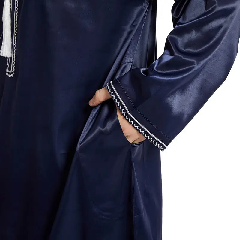 Premium Middle Eastern Arab Men's Thobe Thawb Caftan with Elegant Tassels - Perfect for Eid, Weddings & Special Occasions
