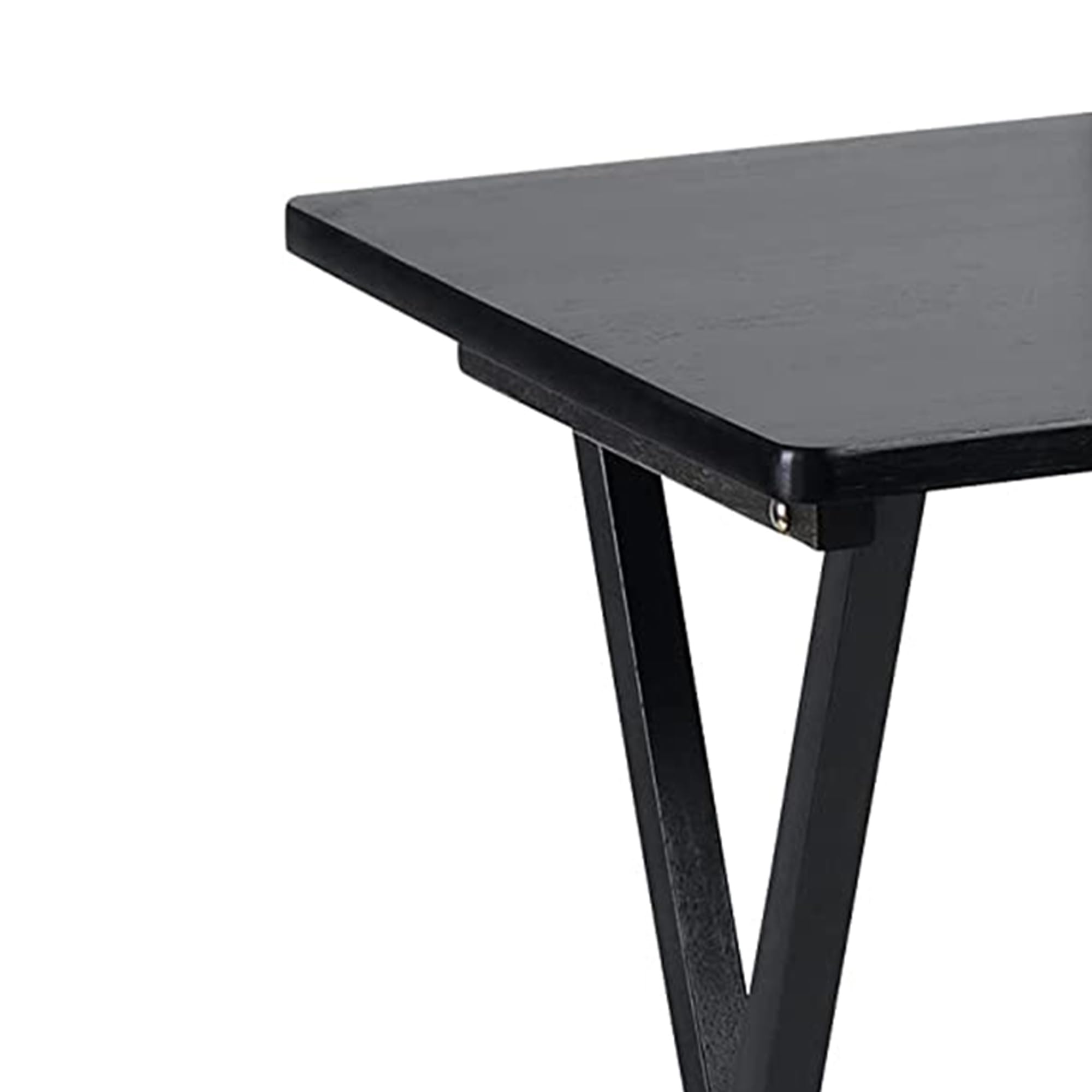 Portable Folding TV Snack Tray Table - Solid Wood Construction Serving Stand with Sturdy Design - Black 8-Piece Set - Perfect for Movie Nights, Bedroom Snacking & Living Room Entertainment