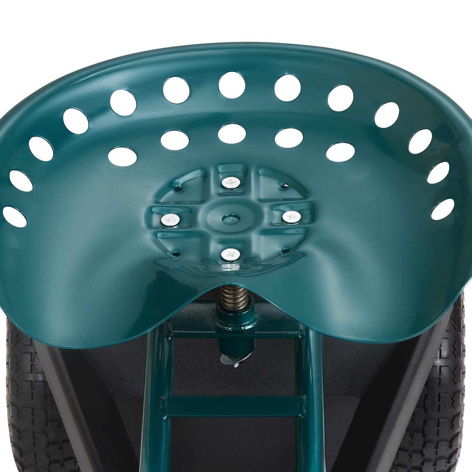 VEVOR Garden Cart Rolling Workseat with Wheels - 360° Swivel Gardening Stool with Tool Tray & Steering Handle - Heavy Duty Outdoor Utility Wagon for Planting, Yard Work, Patio Maintenance & Landscaping - Green