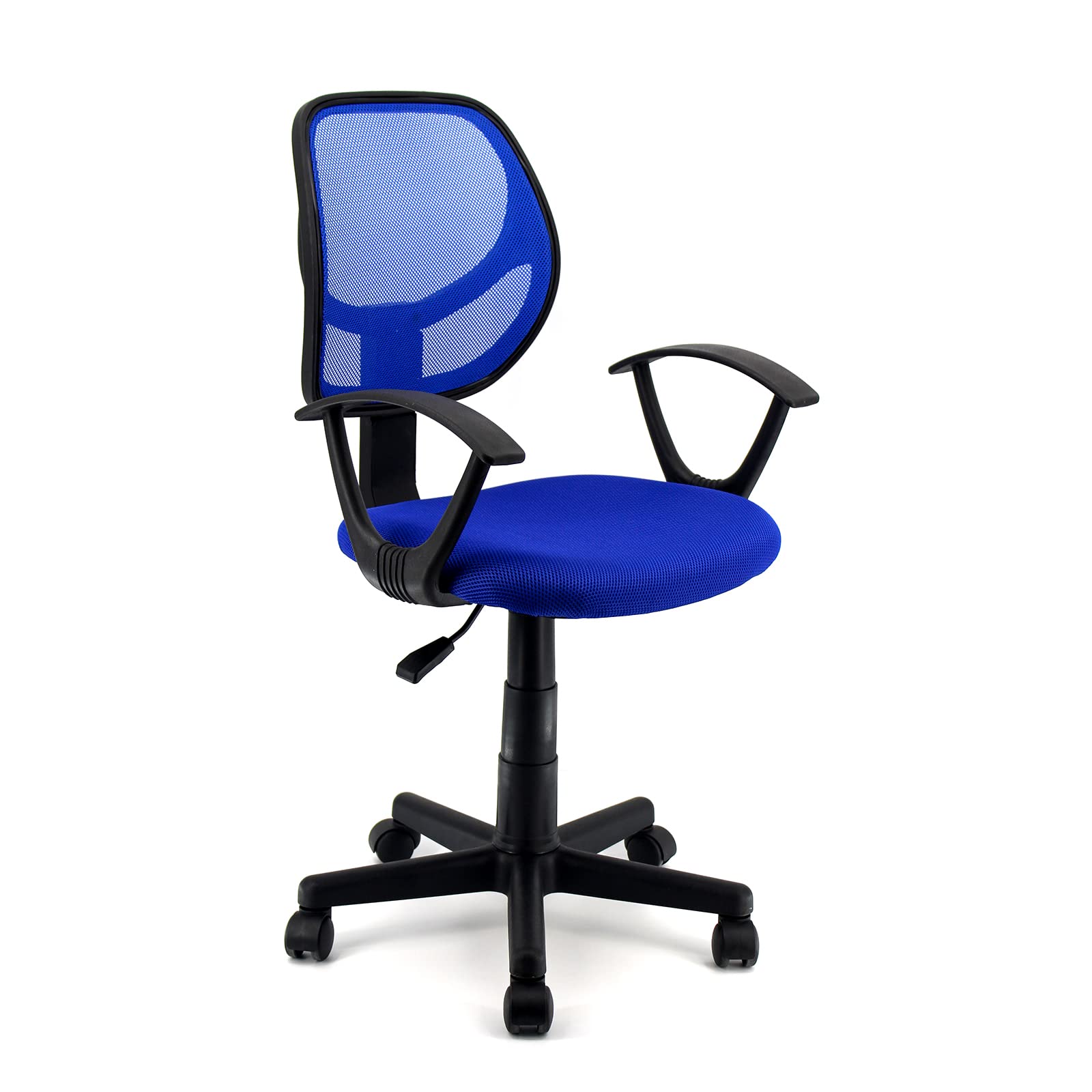 Ergonomic Mid Back Mesh Office Chair with Wheels & Adjustable Arms - Black & Blue - Perfect for Home Office, Gaming, and Computer Workstations