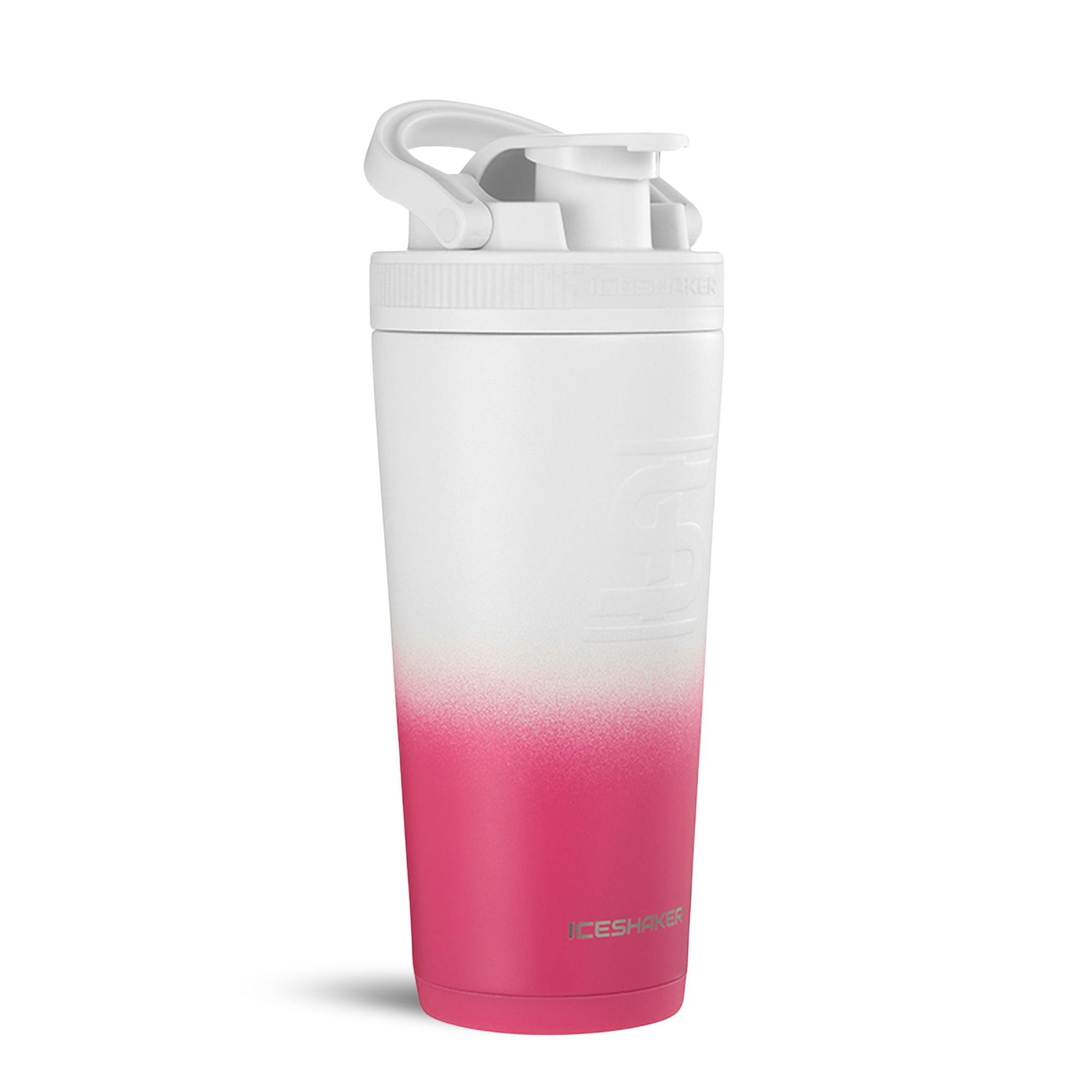 Ombre Series 26oz Ice Shaker Bottle - Magenta White Gradient | Leakproof Protein Shaker for Gym, Workouts & Post-Workout Recovery | BPA-Free Fitness Water Bottle