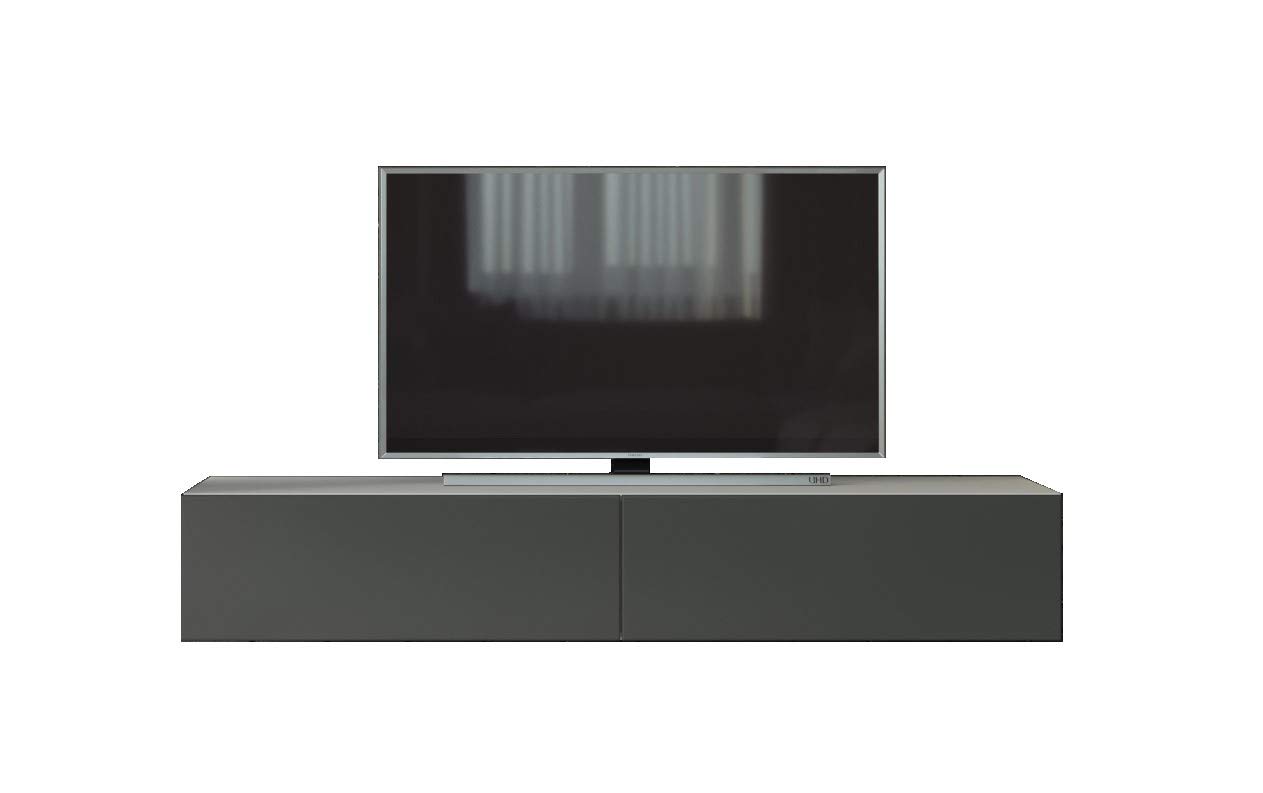 VIGO Modern TV Stand for 55-75 Inch TVs - White/Graphite Finish - Entertainment Center with Storage Shelves for Living Room, Bedroom & Home Theater