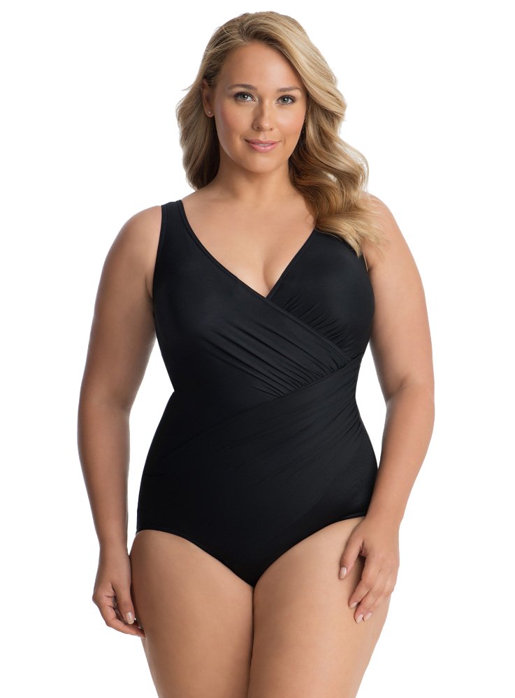 Miraclesuit Women's Plus Size One Piece Swimsuit - Tummy Control Soft Cup Pin Point Oceanus Bathing Suit for Beach, Pool & Vacation